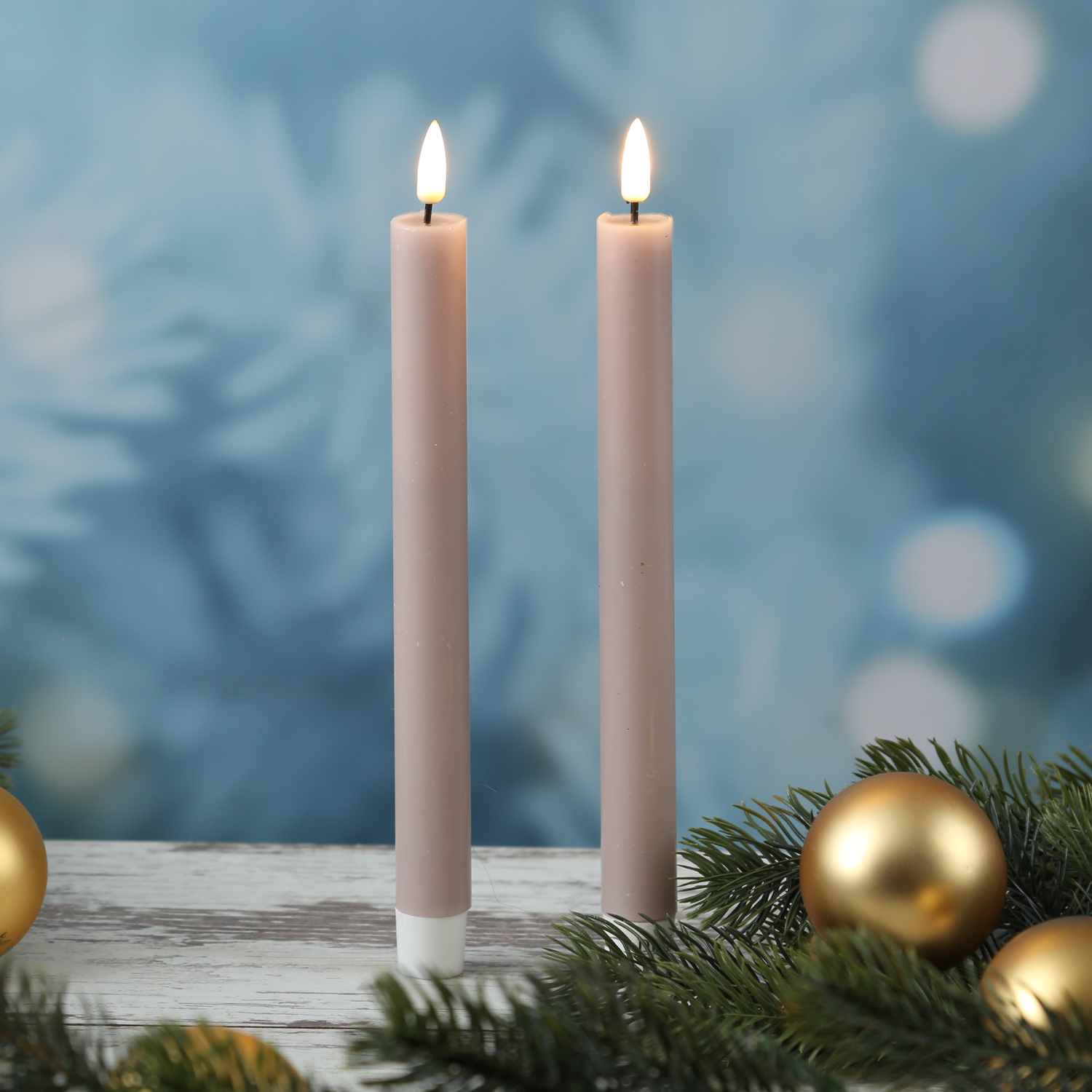 LED Stabkerzen MIA - Echtwachs - realistische 3D Flamme - H: 24cm - altrosa - 2 Stk LED Stabkerzen MIA - Echtwachs - realistische 3D Flamme - H: 24cm - altrosa - 2 Stk