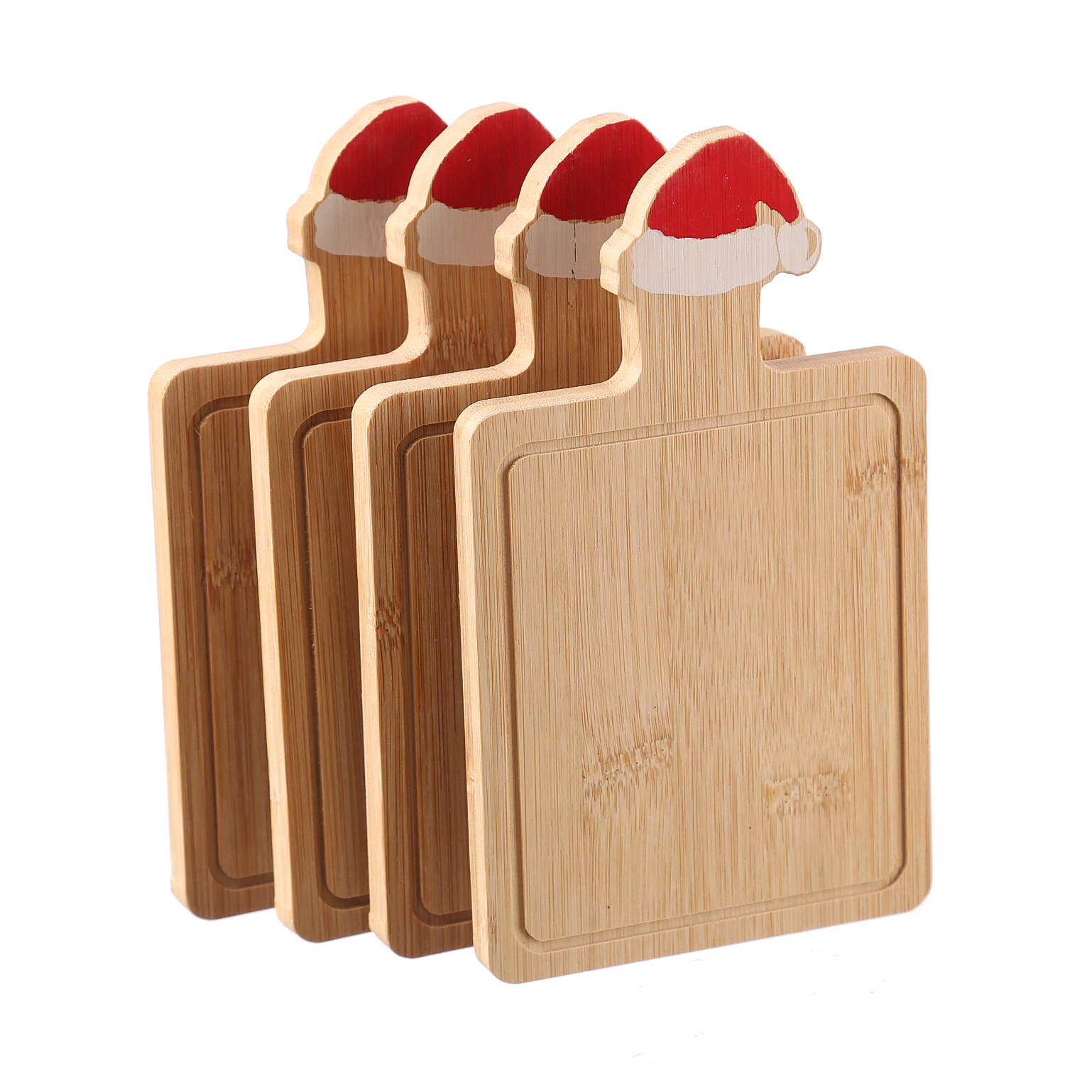 Schneidebrett Nikolausmütze - Vesperbrett - Holz - mit Griff - L: 15cm - B: 20cm - natur - 4 Stück