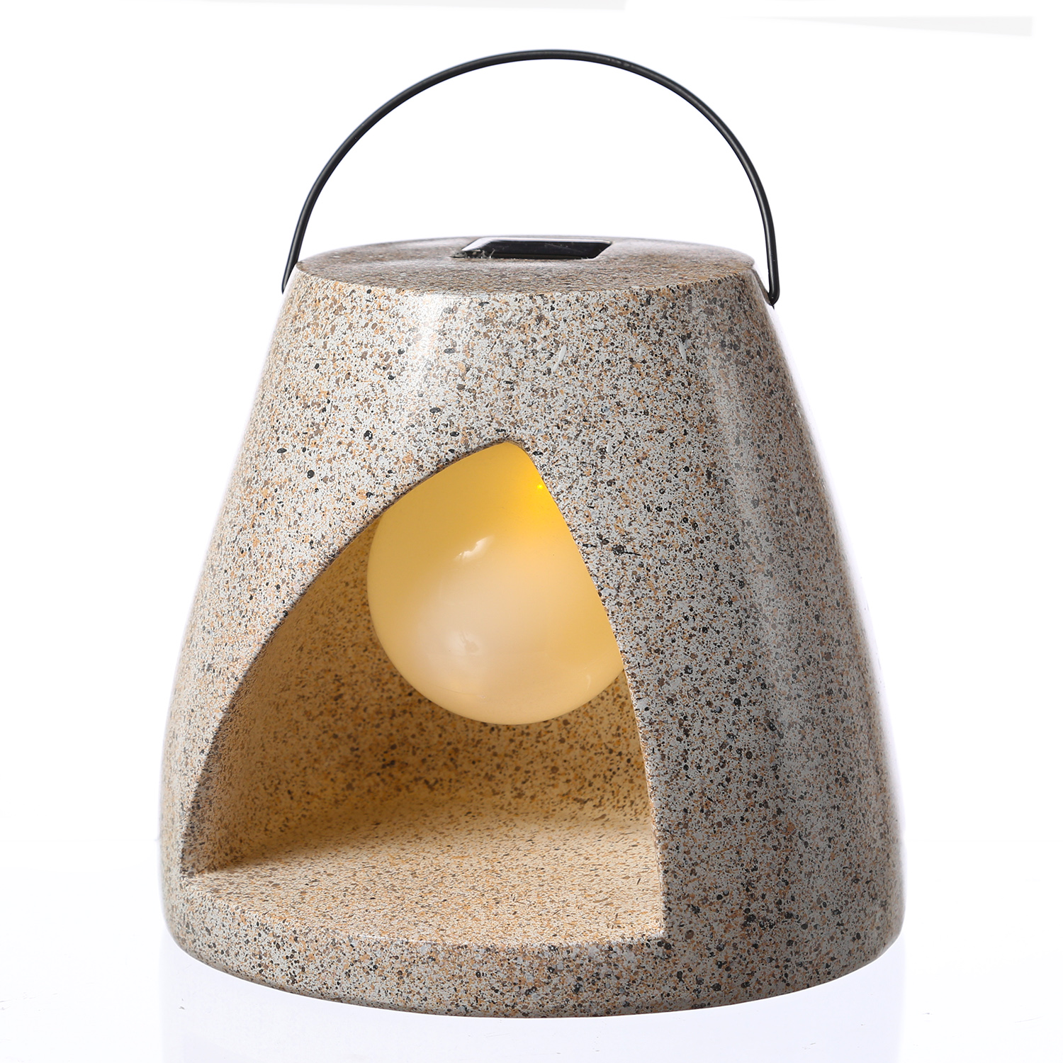 LED Solar Laterne - Kugellampe im Stein - Polyresin - 3 warmweiße LED - H: 19,5cm - beige LED Solar Laterne - Kugellampe im Stein - Polyresin - 3 warmweiße LED - H: 19,5cm - beige