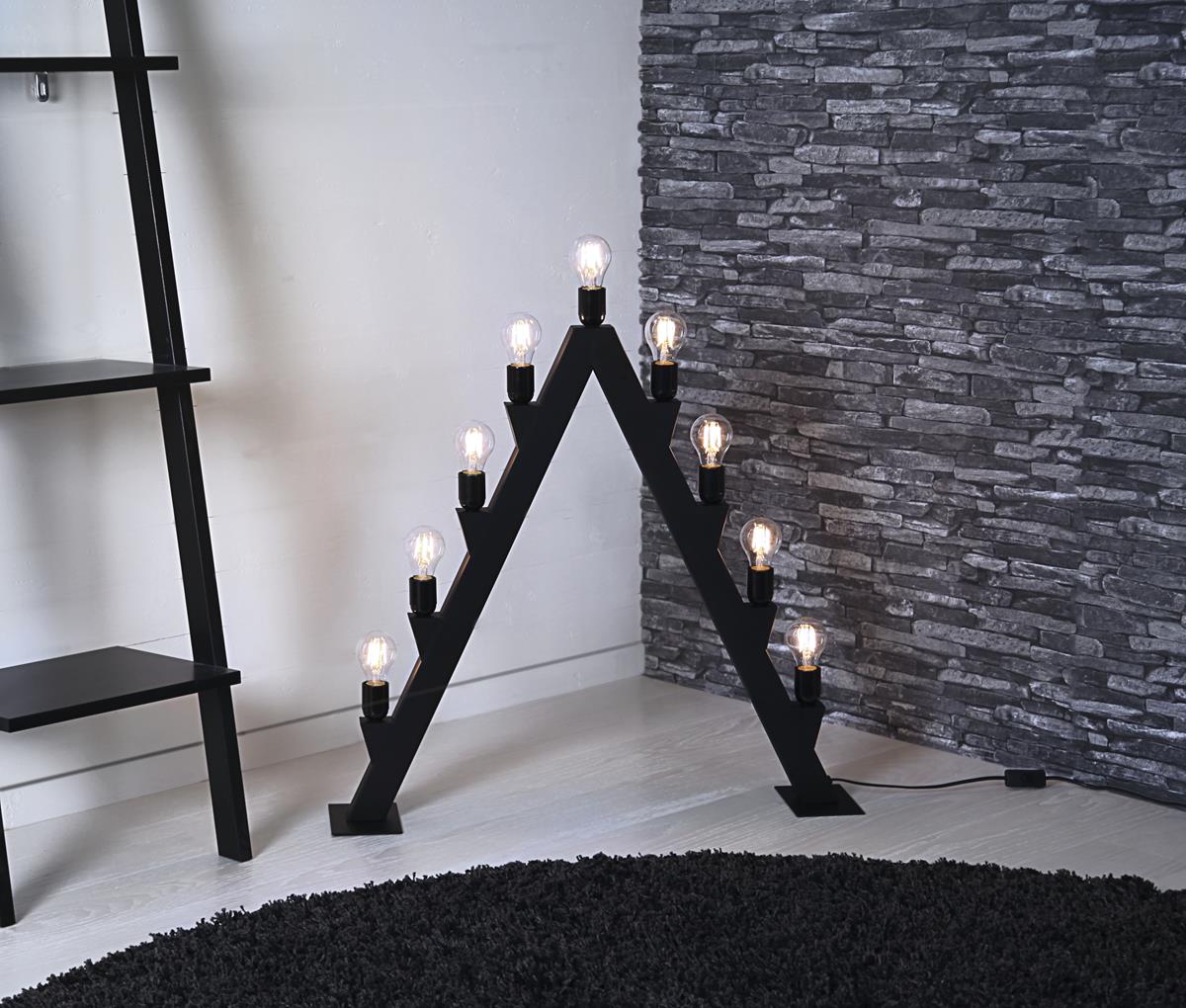 Fensterleuchter "Max" - 9flammig - E27 Fassungen - B: 60cm, H: 77cm - Schalter - schwarz Fensterleuchter "Max" - 9flammig - E27 Fassungen - B: 60cm, H: 77cm - Schalter - schwarz