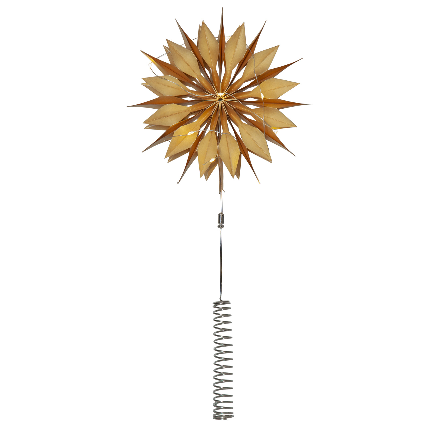 LED Baumspitze Papierstern MELLI -  10 warmweiße LED - H: 43cm - D: 20cm - Timer - Batterie - gold LED Baumspitze Papierstern MELLI -  10 warmweiße LED - H: 43cm - D: 20cm - Timer - Batterie - gold