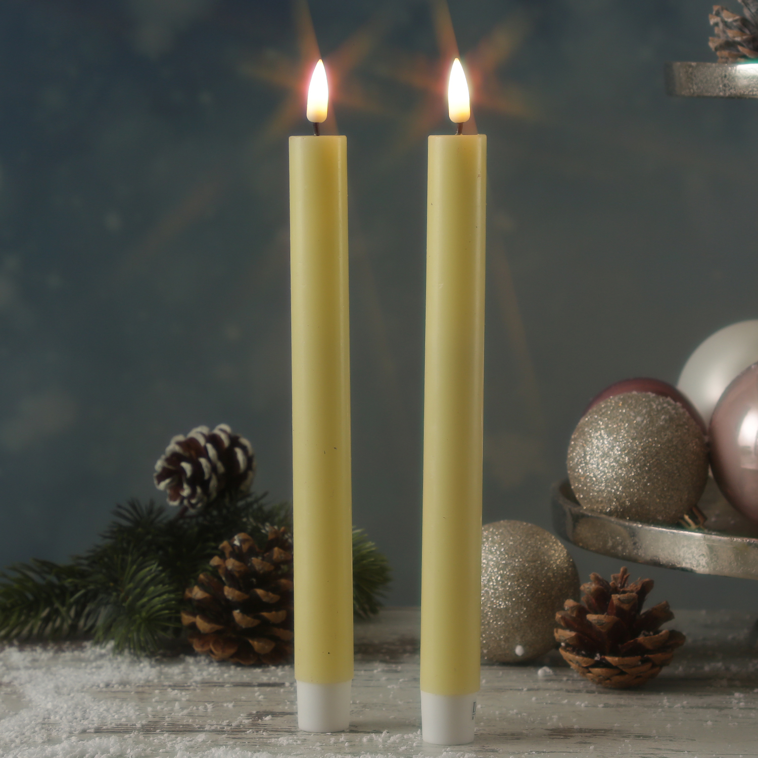 LED Stabkerzen MIA - Echtwachs - realistische 3D Flamme - H: 24cm - Batteriebetrieb - gelb - 2 Stk LED Stabkerzen MIA - Echtwachs - realistische 3D Flamme - H: 24cm - Batteriebetrieb - gelb - 2 Stk