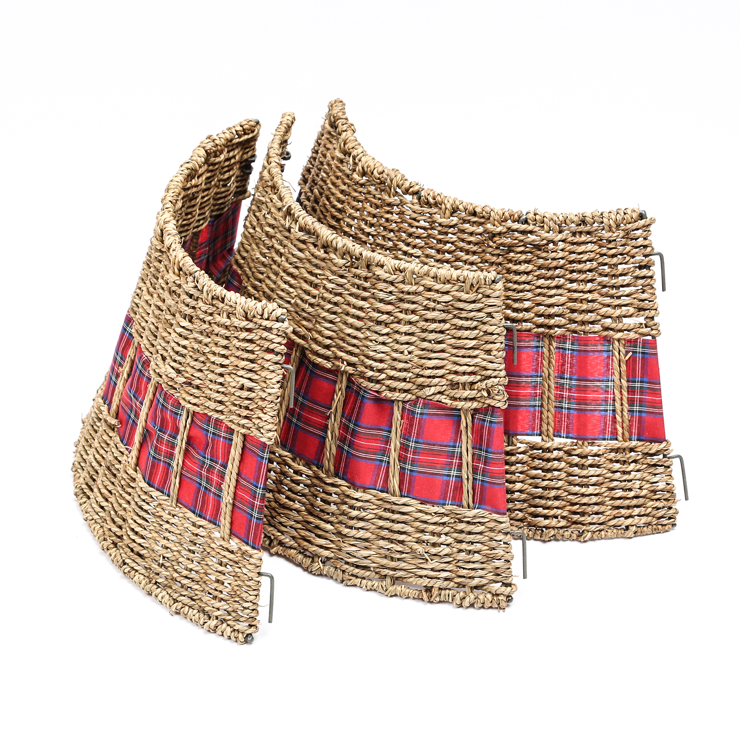 Weihnachtsbaumring - Korb aus Seegras - Verkleidung für Baumständer - D: 70cm - rund - natur, rot Weihnachtsbaumring - Korb aus Seegras - Verkleidung für Baumständer - D: 70cm - rund - natur, rot