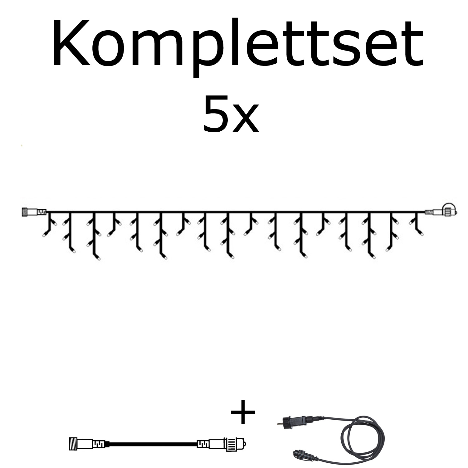 SYSTEM 24 KOMPLETT SET 15m - LED Lichtervorhang Eisregen - Icicle für Dachrinne, Garage etc.