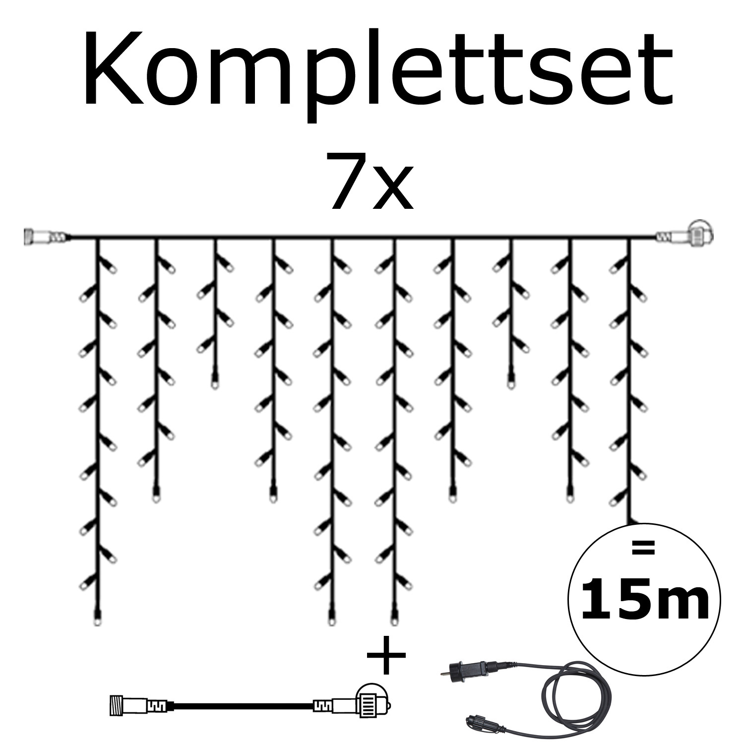 SYSTEM 24 KOMPLETT SET 14m - LED Lichtervorhang Eisregen 14x1m - Icicle für Dachrinne, Terrasse SYSTEM 24 KOMPLETT SET 14m - LED Lichtervorhang Eisregen 14x1m - Icicle für Dachrinne, Terrasse