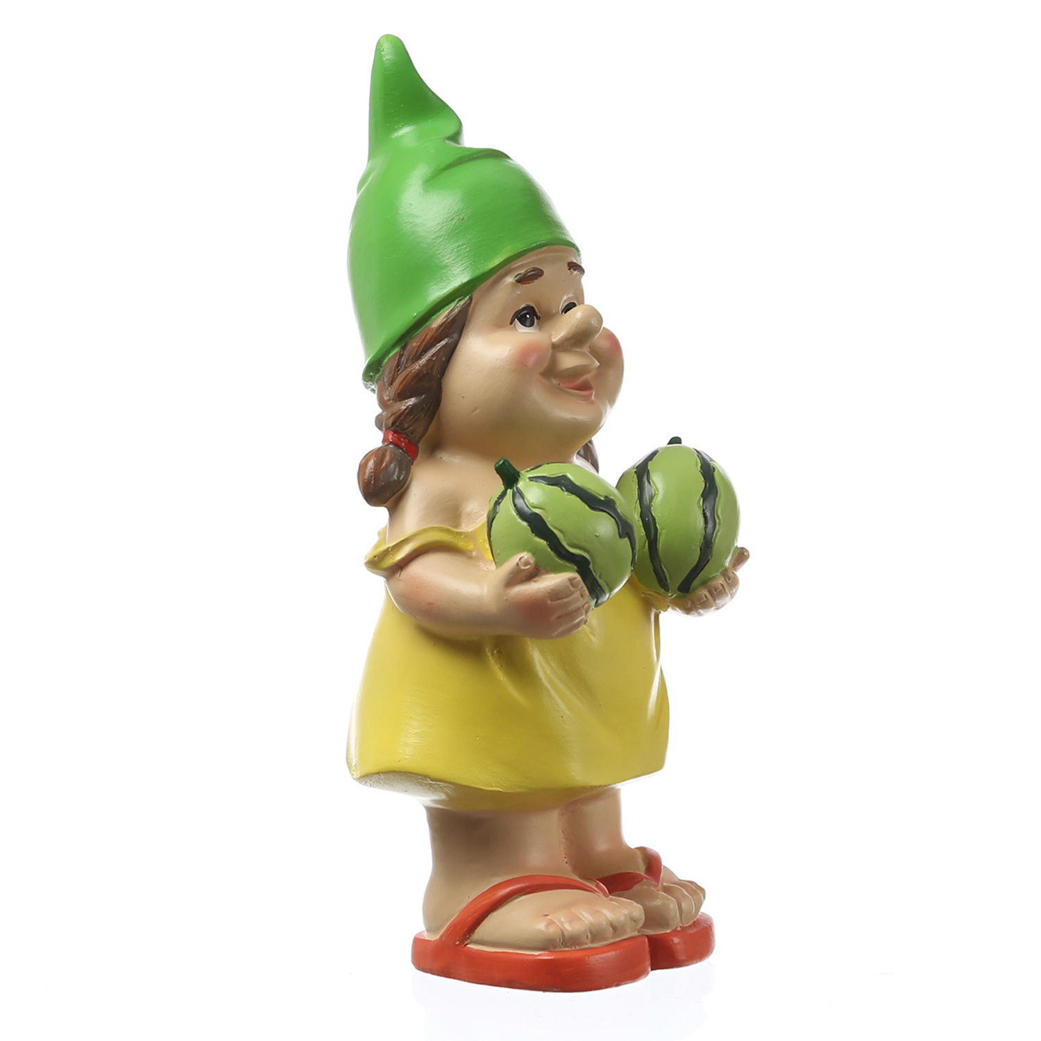Gartenzwerg MAGDA mit Melonen - Gartenfigur  - Polyresin - H: 22,5cm