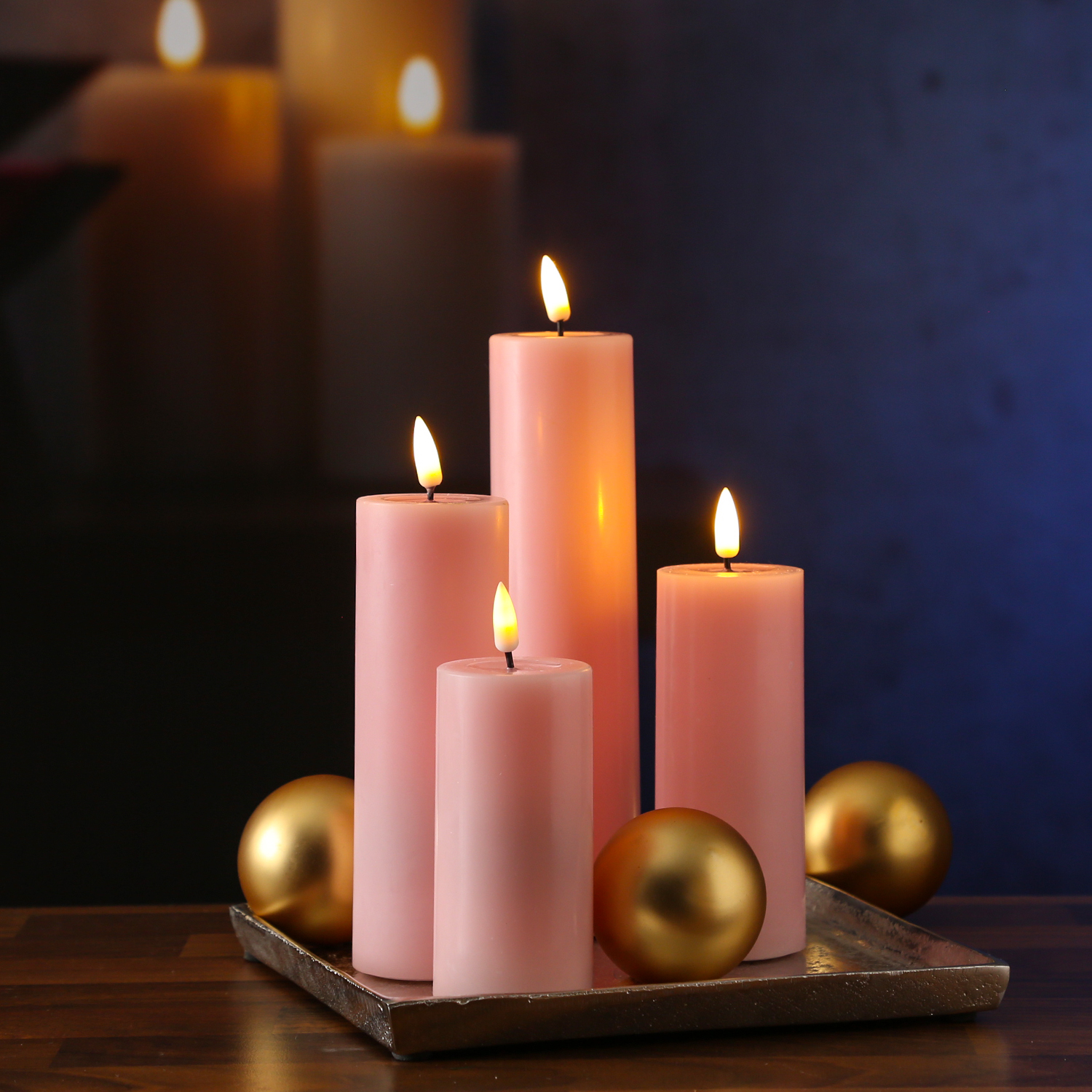 LED Stumpenkerze MIA - Echtwachs - realistische 3D Flamme - H: 15cm D: 5cm - Batterie - rosa LED Stumpenkerze MIA - Echtwachs - realistische 3D Flamme - H: 15cm D: 5cm - Batterie - rosa