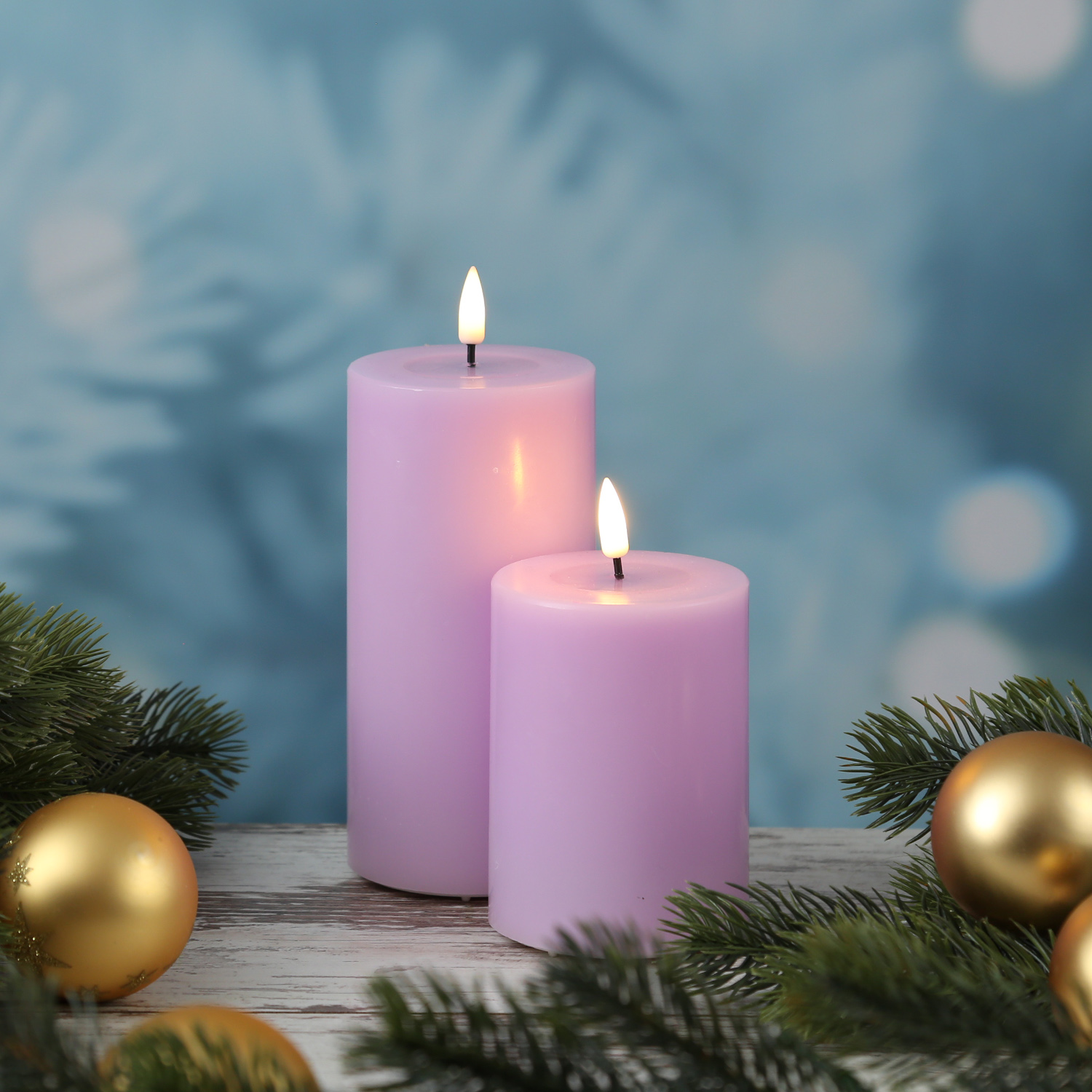 LED Stumpenkerze MIA - Echtwachs - realistische 3D Flamme - H: 10cm - D: 7,5cm - lavendel LED Stumpenkerze MIA - Echtwachs - realistische 3D Flamme - H: 10cm - D: 7,5cm - lavendel