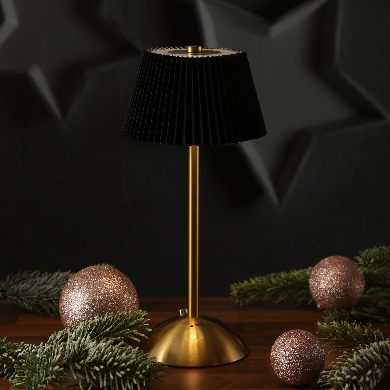 LED Tischlampe GENUA - wiederaufladbar per USB - 3 Lichtfarben - dimmbar - H:30,5cm - schwarz