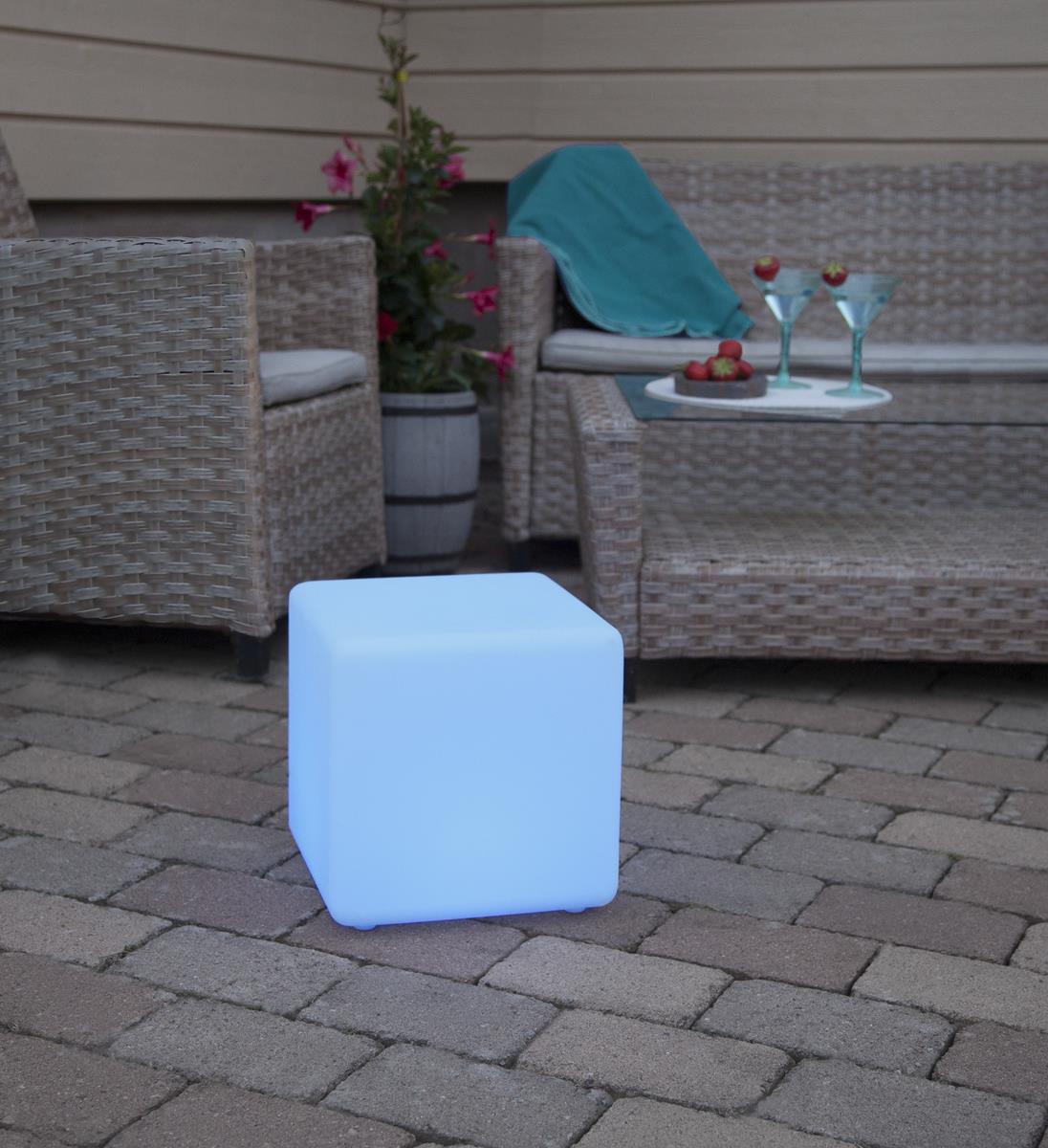 LED-Würfel "Twilights" - 28cm - RGB Wechsel/feste Farbe - Fernbedienung - Aufladbar - IP44 LED-Würfel "Twilights" - 28cm - RGB Wechsel/feste Farbe - Fernbedienung - Aufladbar - IP44