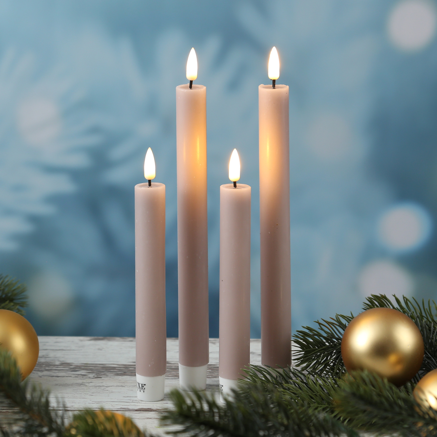 LED Stabkerzen MIA - Echtwachs - realistische 3D Flamme - H: 24cm - altrosa - 2 Stk LED Stabkerzen MIA - Echtwachs - realistische 3D Flamme - H: 24cm - altrosa - 2 Stk