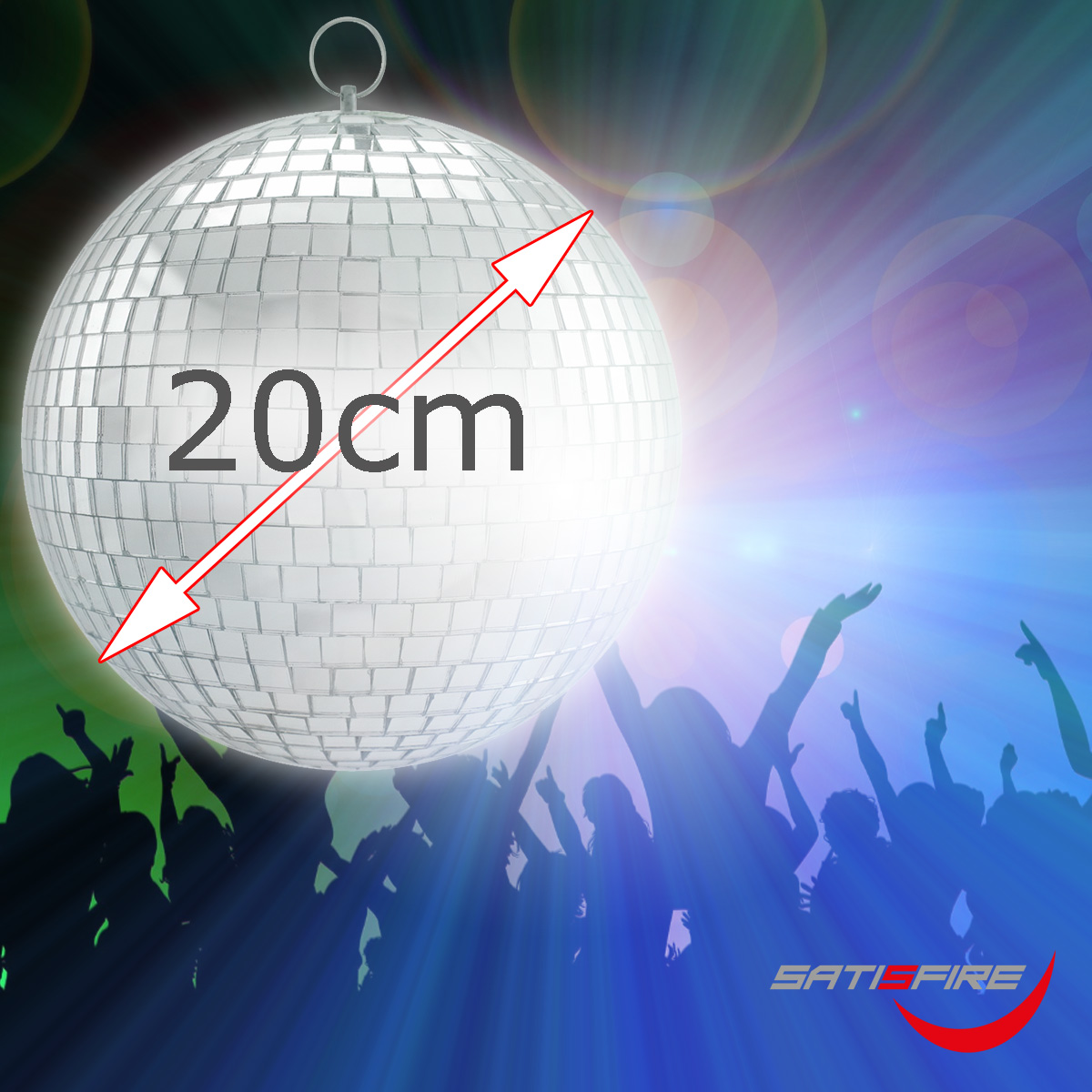 Spiegelkugel 20cm silber- Diskokugel (Discokugel) zur Dekoration und Party- Echtglas - mirrorball silver chrome