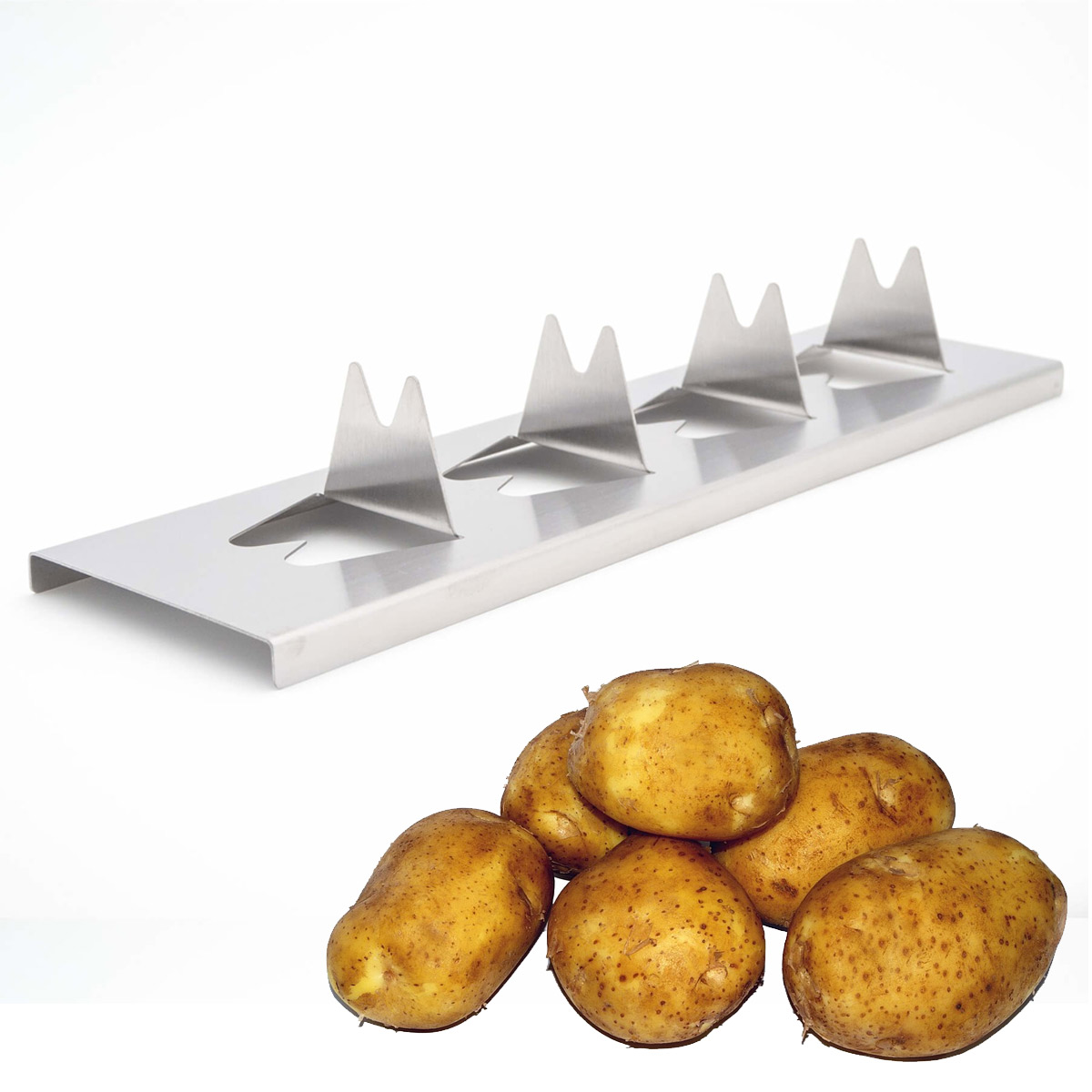 Kartoffel-Rack - Halter für Kartoffel & Co aus Edelstahl - 30 x 8 x 4,5cm - Potato Rack