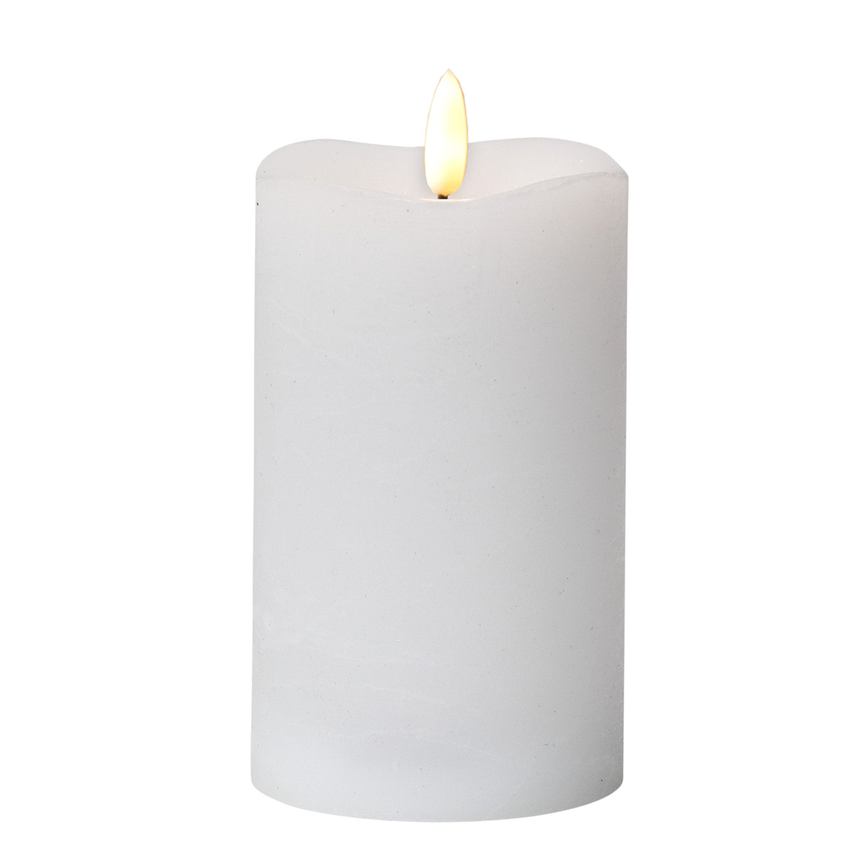 LED Stumpenkerze "Flamme" - Echtwachs - warmweiße Flamme - H: 14cm - Batteriebetrieb - Timer LED Stumpenkerze "Flamme" - Echtwachs - warmweiße Flamme - H: 14cm - Batteriebetrieb - Timer