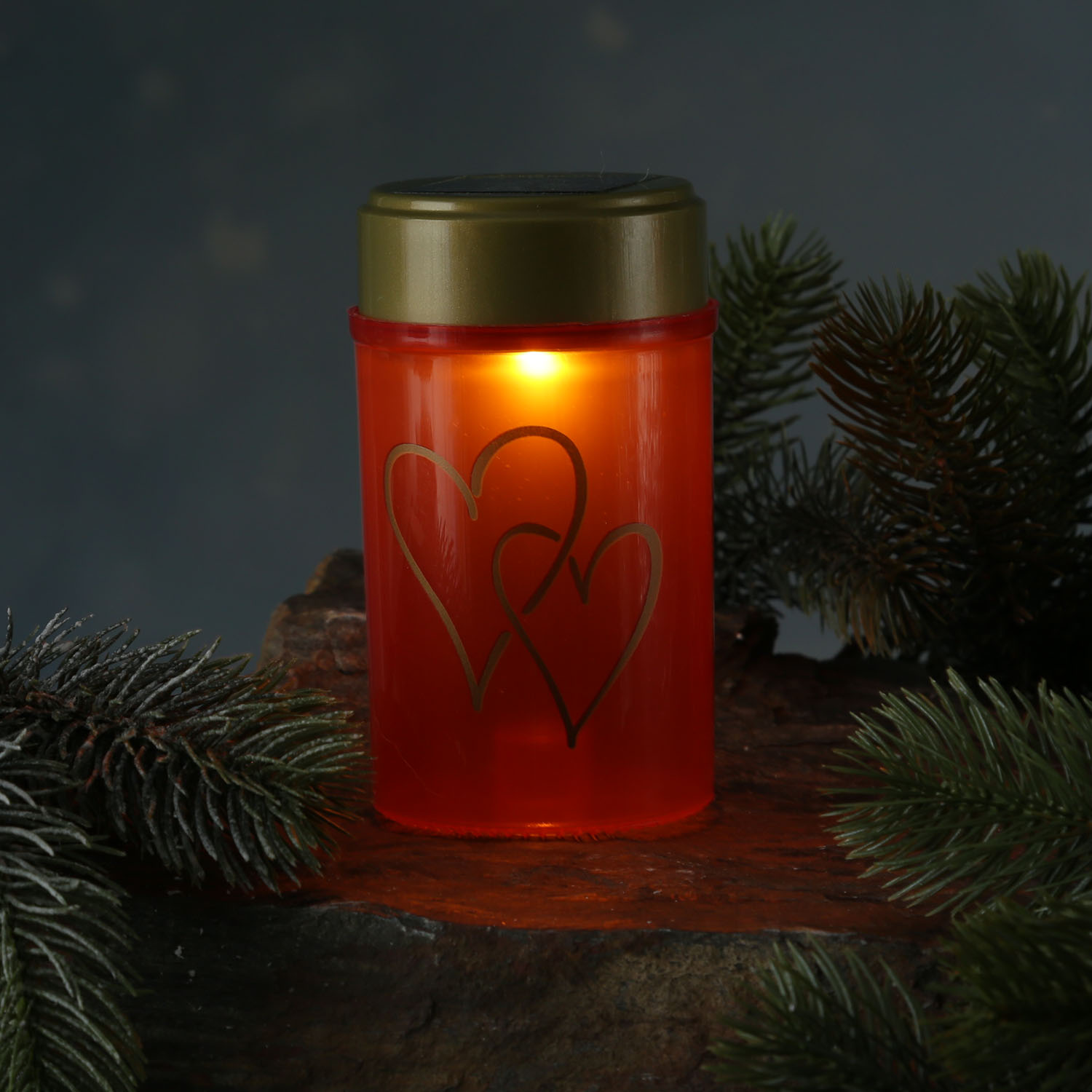 LED Solar Grablicht Herz - Grabkerze - H: 12cm - D: 7cm - Lichtsensor - inkl. Erdspieß - rot LED Solar Grablicht Herz - Grabkerze - H: 12cm - D: 7cm - Lichtsensor - inkl. Erdspieß - rot