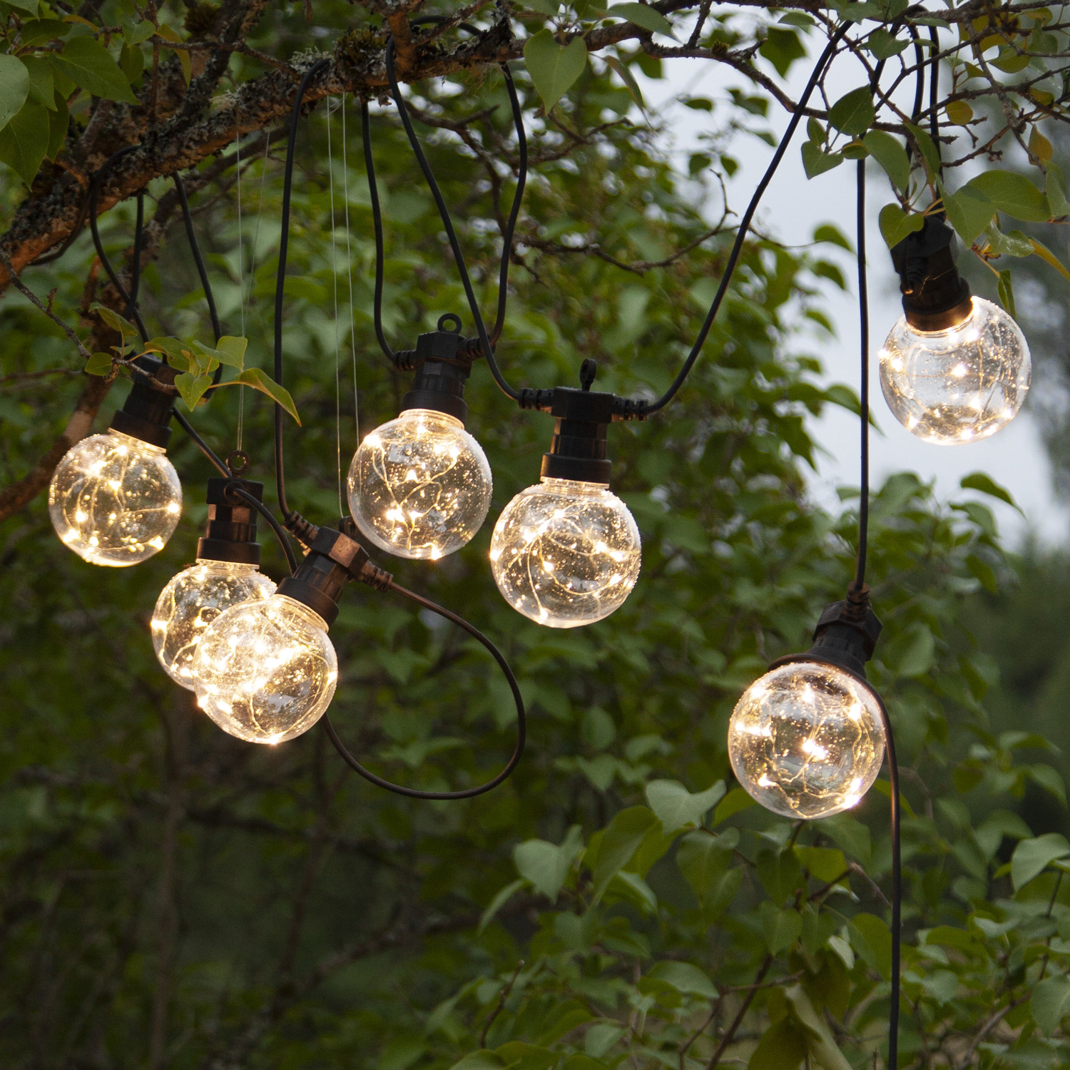 LED Party Lichterkette CIRCUS - 10 Kugeln mit je 10 Micro LED - 4,5m - inkl. Trafo - für Außen