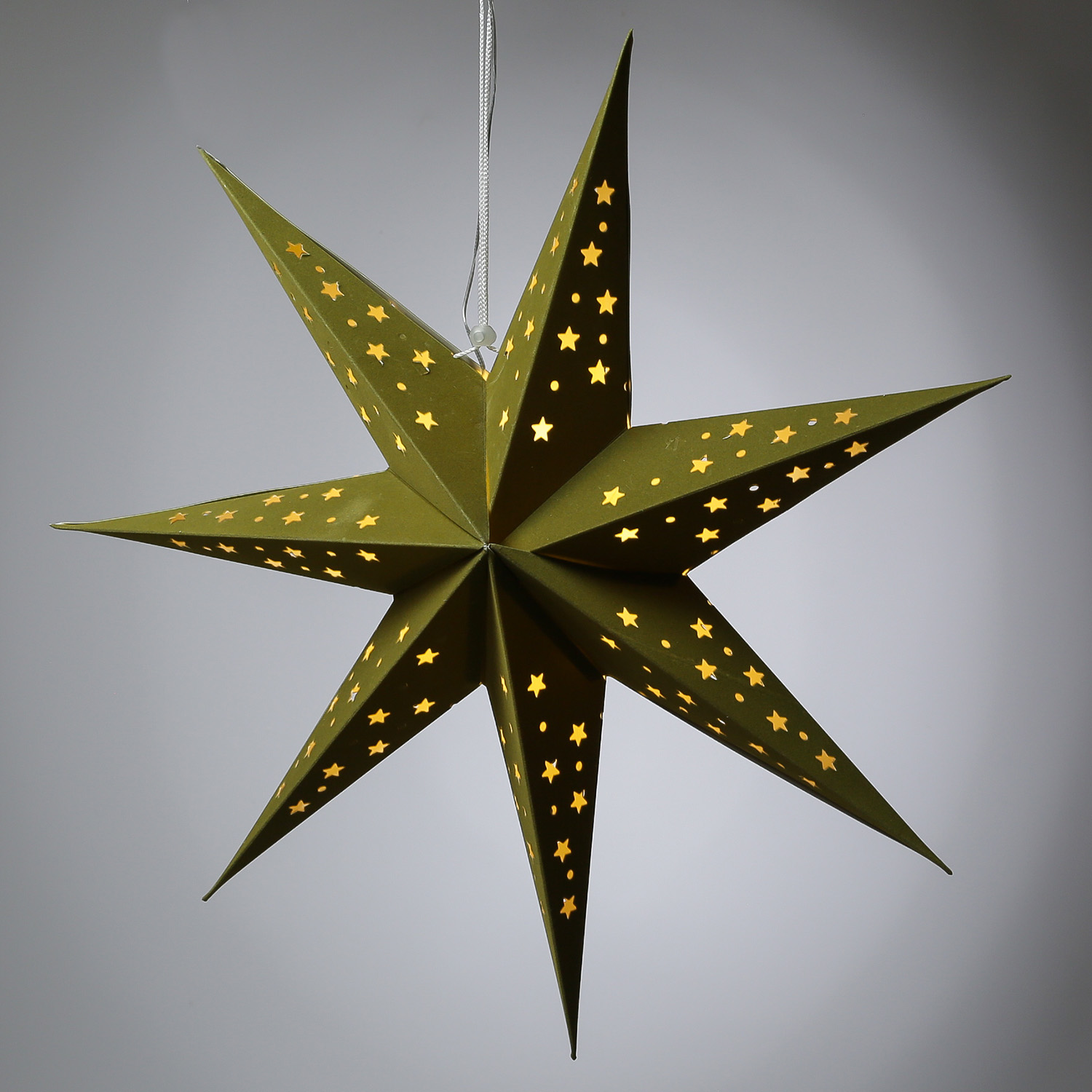 LED Papierstern mit Stoffbezug - Samtstern - 7-zackig - 10LED - D: 60cm - Batterie - Timer - grün LED Papierstern mit Stoffbezug - Samtstern - 7-zackig - 10LED - D: 60cm - Batterie - Timer - grün