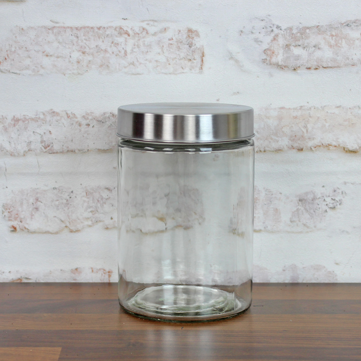 Vorratsdose M - Glas mit Edelstahldeckel - 1,25 Liter - D: 11cm -  H: 17cm