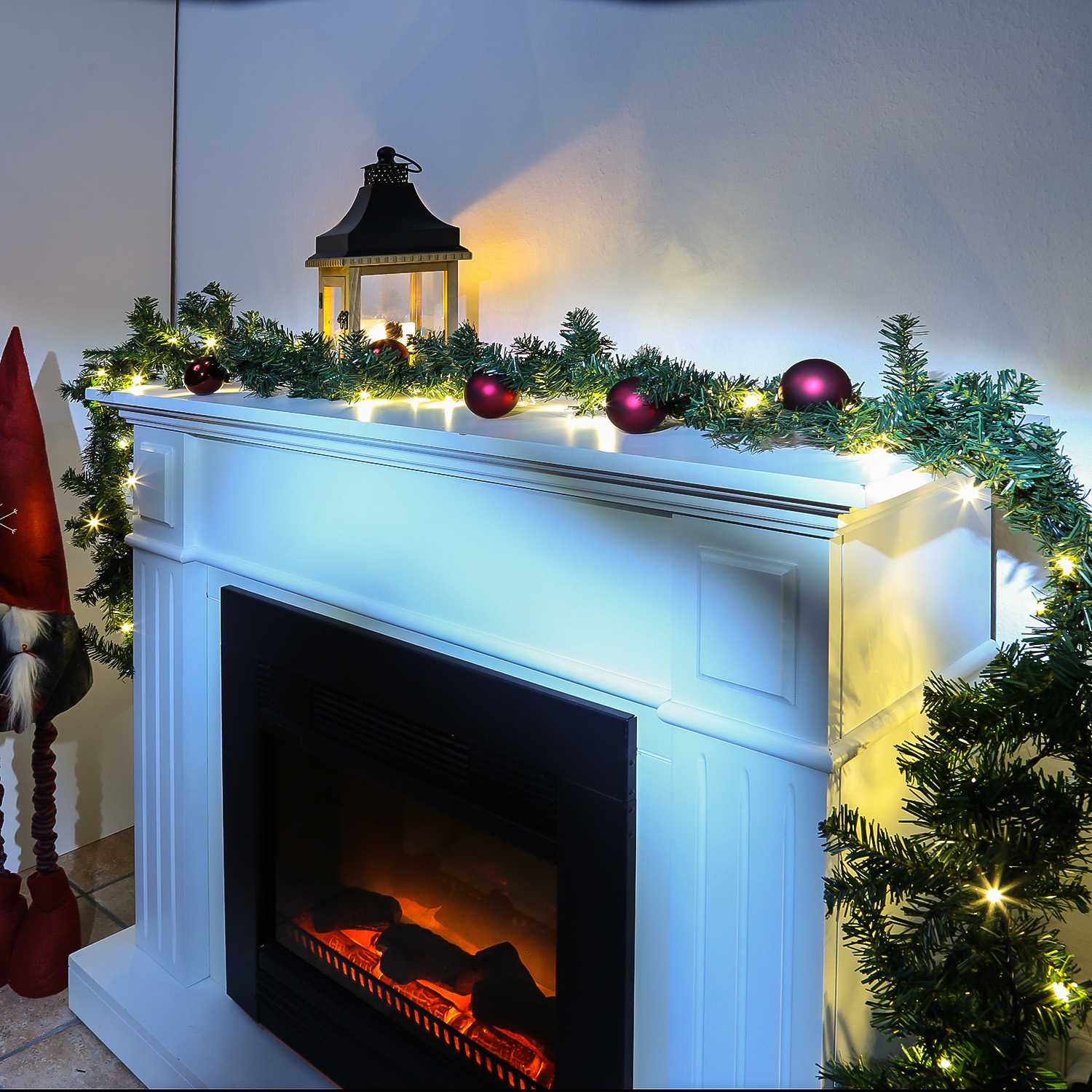 LED Tannengirlande - Weihnachtsgirlande - 35 warmweiße LED - L: 2,64m - für Innen - grün LED Tannengirlande - Weihnachtsgirlande - 35 warmweiße LED - L: 2,64m - für Innen - grün