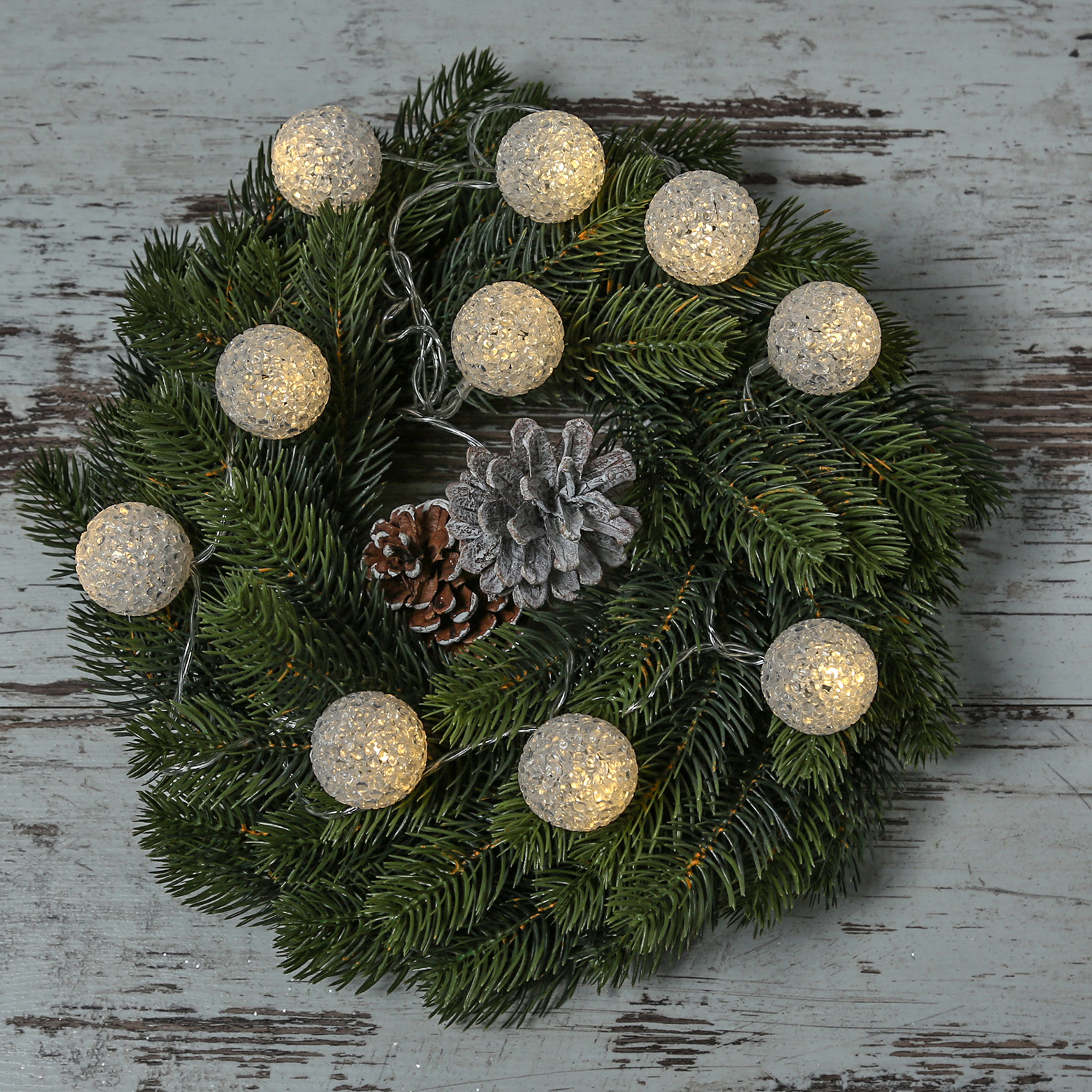 LED Lichterkette Kugeln - Vinyl - 10 warmweiße LED - L: 1,34m - Batterie - transparent LED Lichterkette Kugeln - Vinyl - 10 warmweiße LED - L: 1,34m - Batterie - transparent