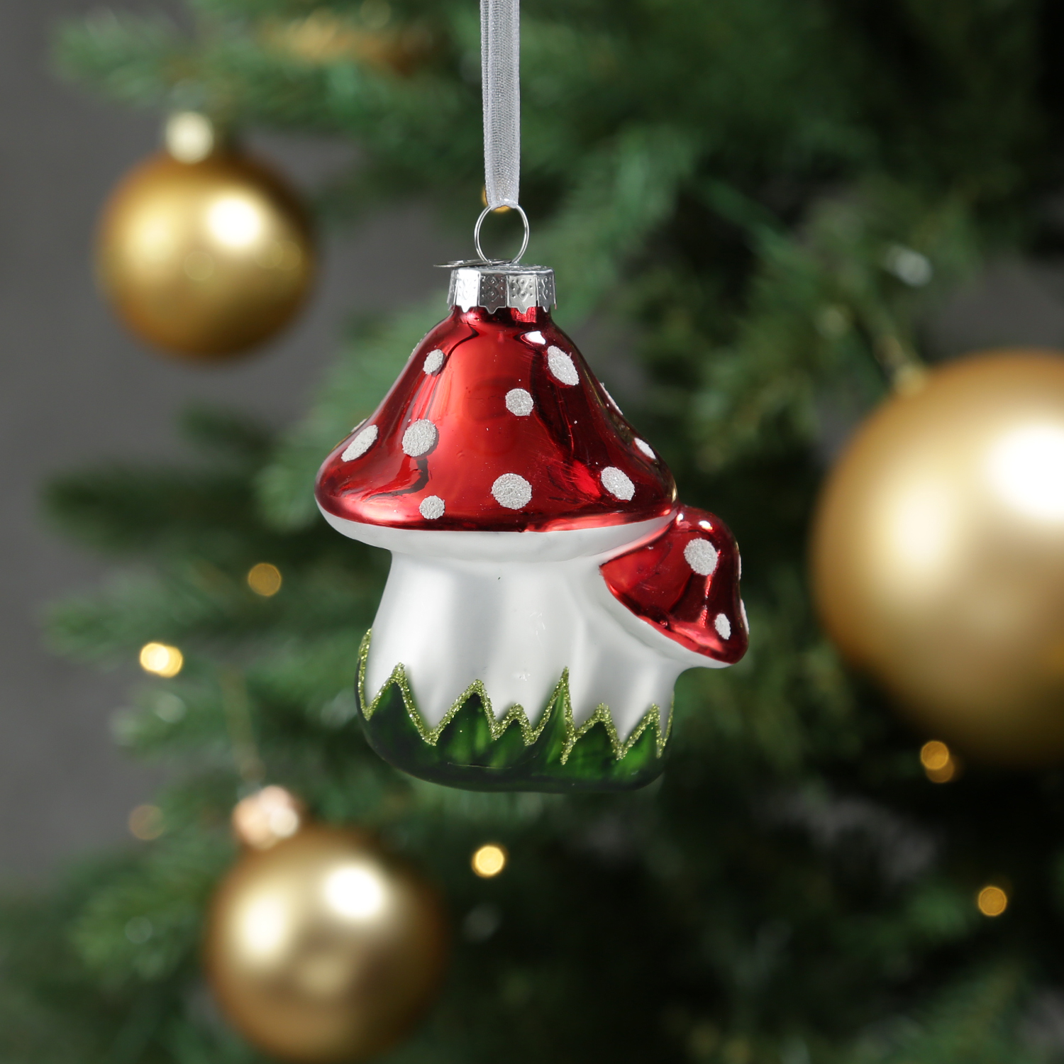 Weihnachtsbaumschmuck Fliegenpilze - Christbaumschmuck - Glas - H: 8cm - rot, weiß Weihnachtsbaumschmuck Fliegenpilze - Christbaumschmuck - Glas - H: 8cm - rot, weiß