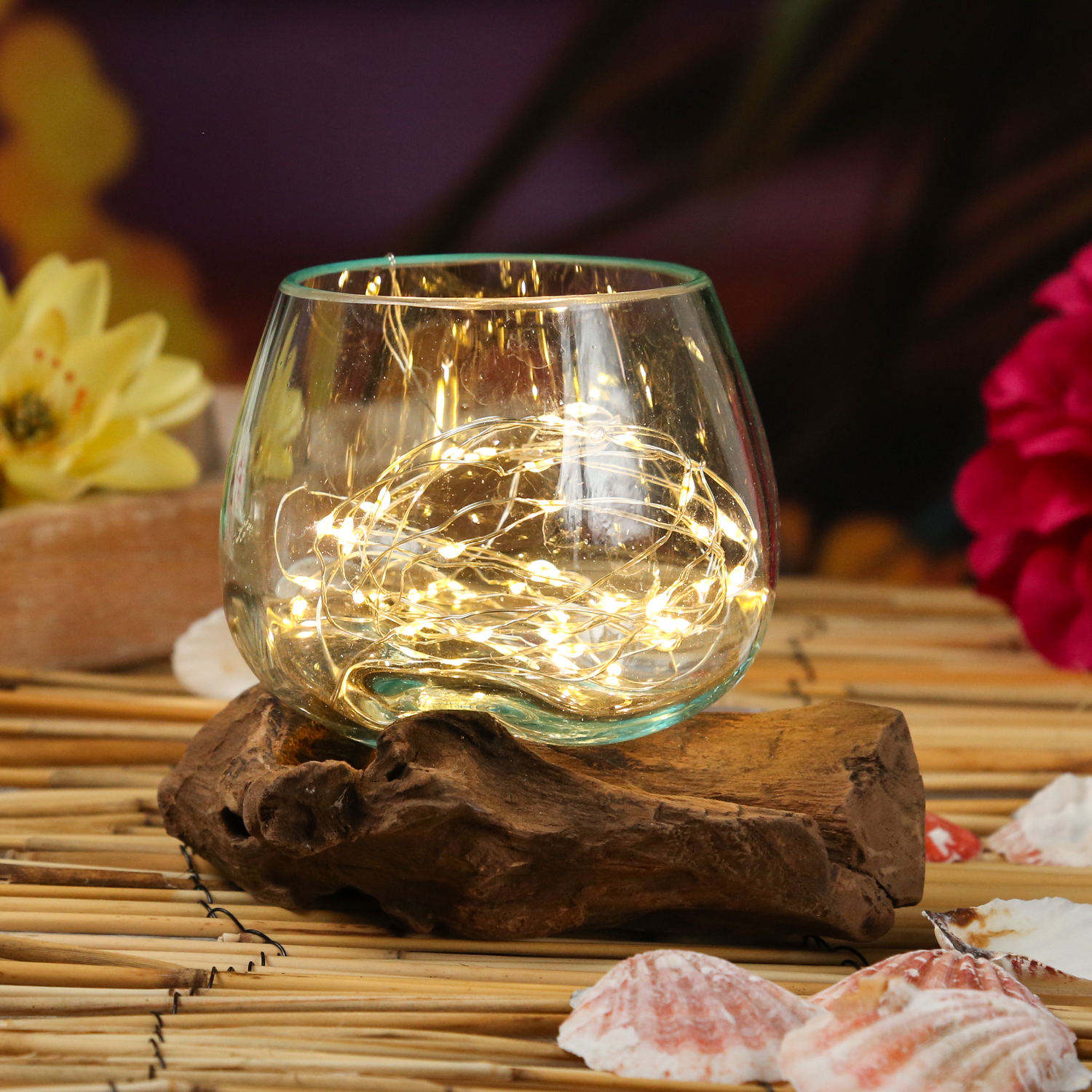 Glasschale auf Wurzelholz - Dekoschale - D: 14cm - natur Glasschale auf Wurzelholz - Dekoschale - D: 14cm - natur