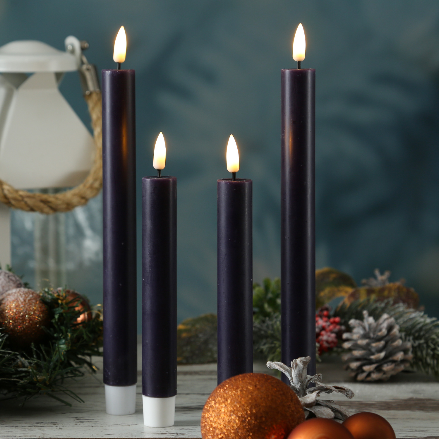 LED Stabkerzen MIA - Echtwachs - realistische 3D Flamme - H: 15cm - dunkellila - 2 Stk. LED Stabkerzen MIA - Echtwachs - realistische 3D Flamme - H: 15cm - dunkellila - 2 Stk.