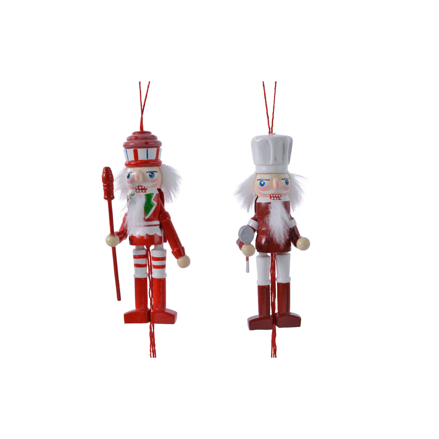 Weihnachtsbaumschmuck NUSSKNACKER - Tannenholz - inkl. Aufhänger - beweglich - H: 12,5cm - weiß Weihnachtsbaumschmuck NUSSKNACKER - Tannenholz - inkl. Aufhänger - beweglich - H: 12,5cm - weiß
