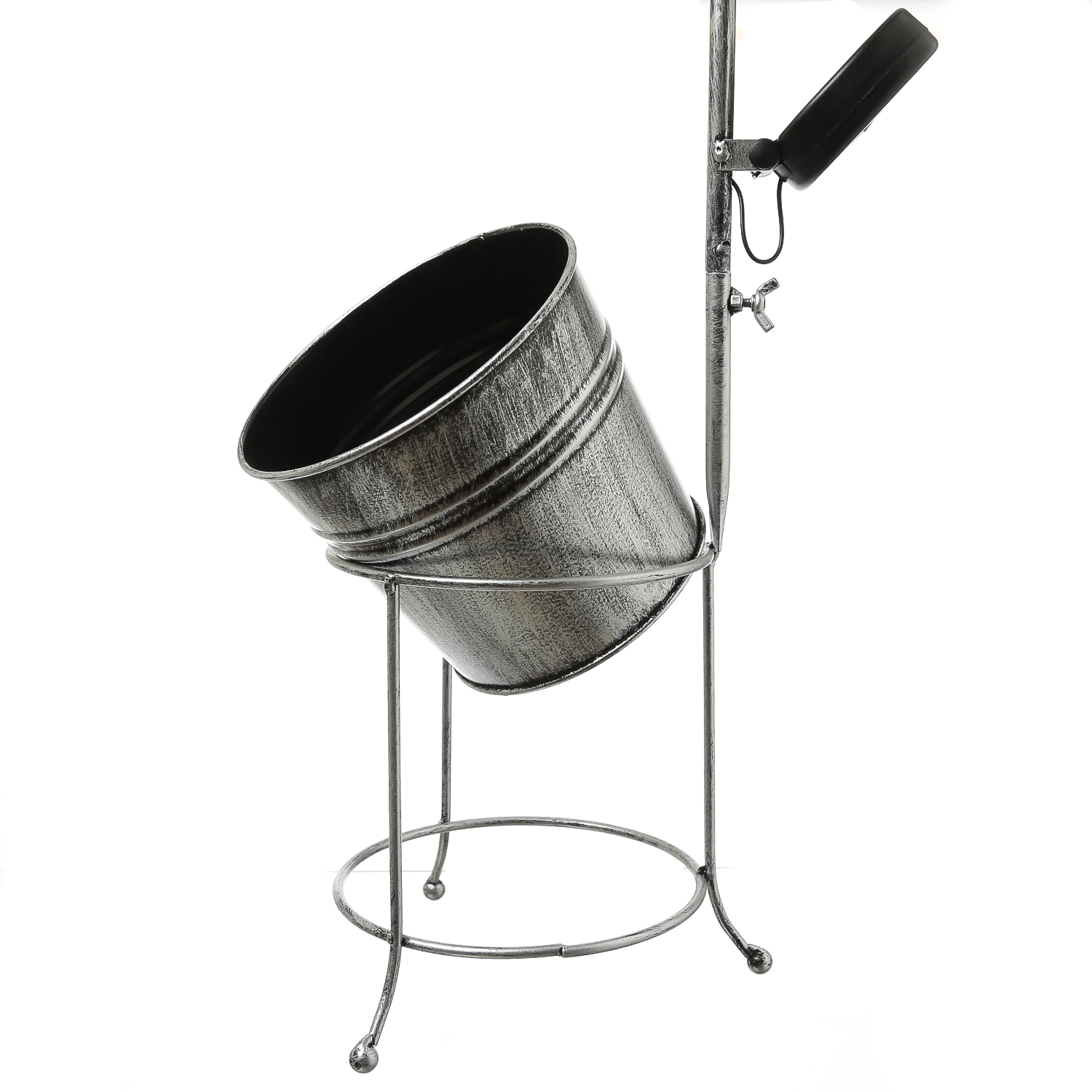 LED Solar Wasserhahn mit Blumentopf - Deko Balkon/Gartenbeleuchtung - H: 60cm - Sensor