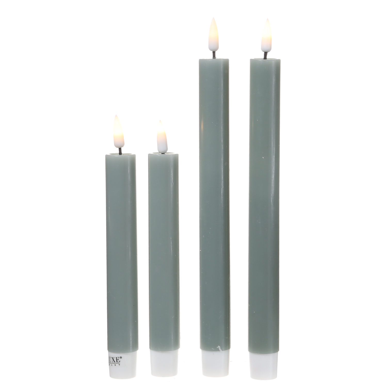 LED Stabkerzen MIA - Echtwachs - realistische 3D Flamme - H: 24cm - salbeigrün - 2 Stk
