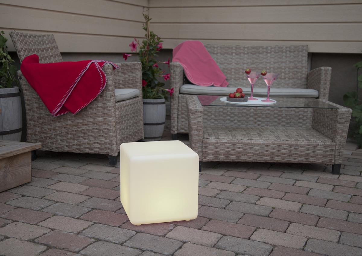 LED-Würfel "Twilights" - 28cm - RGB Wechsel/feste Farbe - Fernbedienung - Aufladbar - IP44 LED-Würfel "Twilights" - 28cm - RGB Wechsel/feste Farbe - Fernbedienung - Aufladbar - IP44