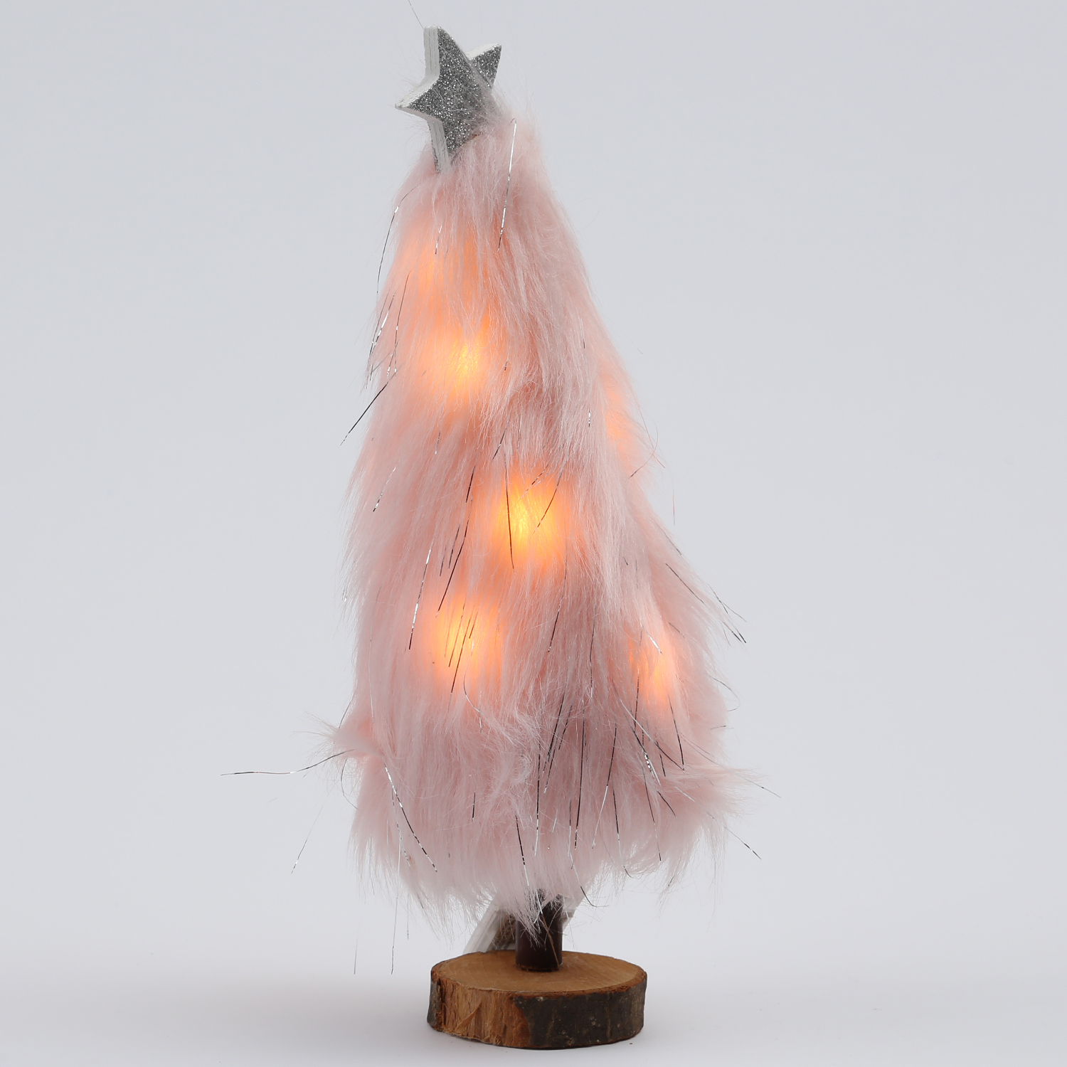 LED Dekobaum PLÜSCH - Holz - Plüschfell - warmweiße LED - Sternspitze - H: 27,5cm - Batterie - rosa LED Dekobaum PLÜSCH - Holz - Plüschfell - warmweiße LED - Sternspitze - H: 27,5cm - Batterie - rosa