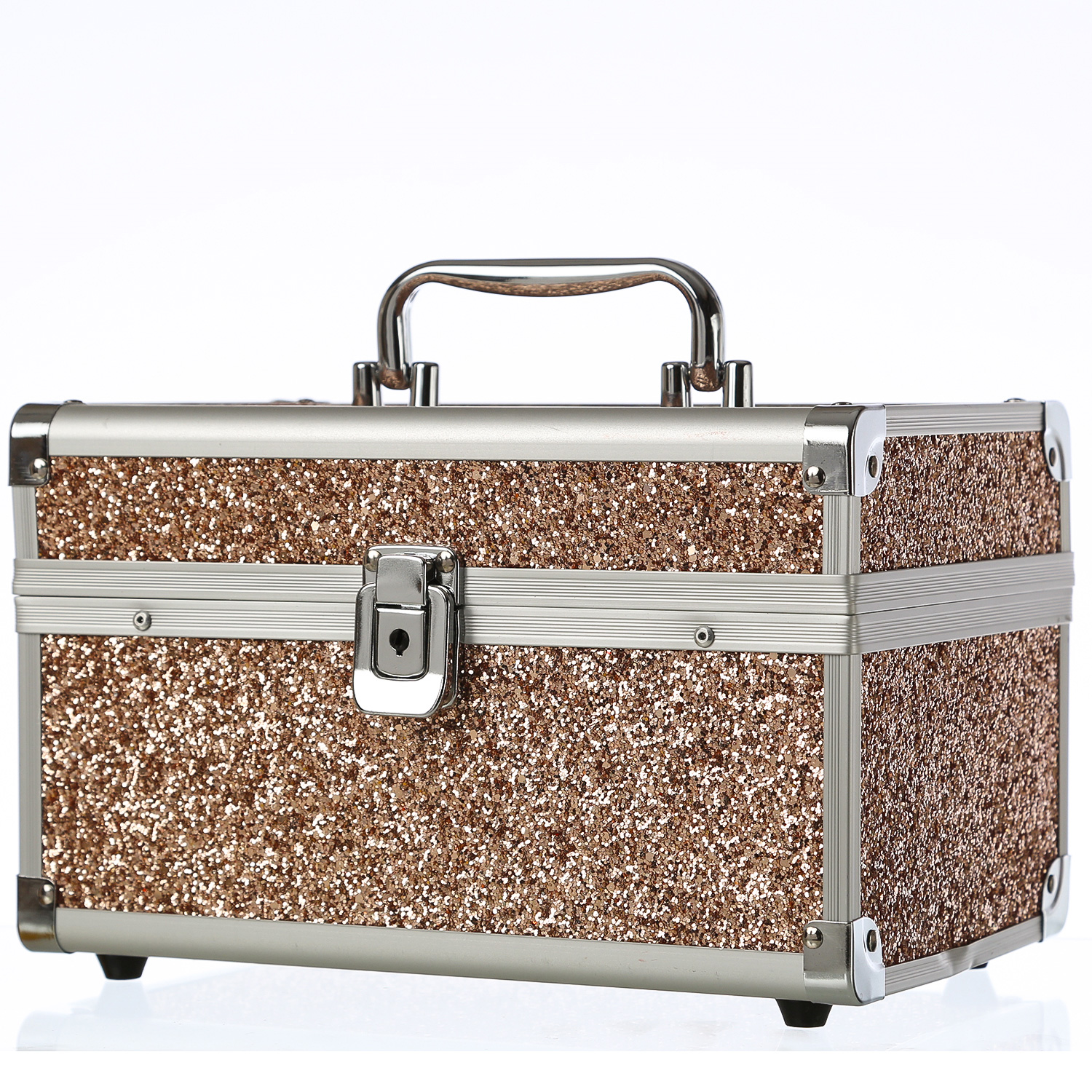 MARELIDA® Schmuckkoffer in Rosegold mit Glitzeroptik - Premium Schmuckkästchen für Schmuck & Co. MARELIDA® Schmuckkoffer in Rosegold mit Glitzeroptik - Premium Schmuckkästchen für Schmuck & Co.