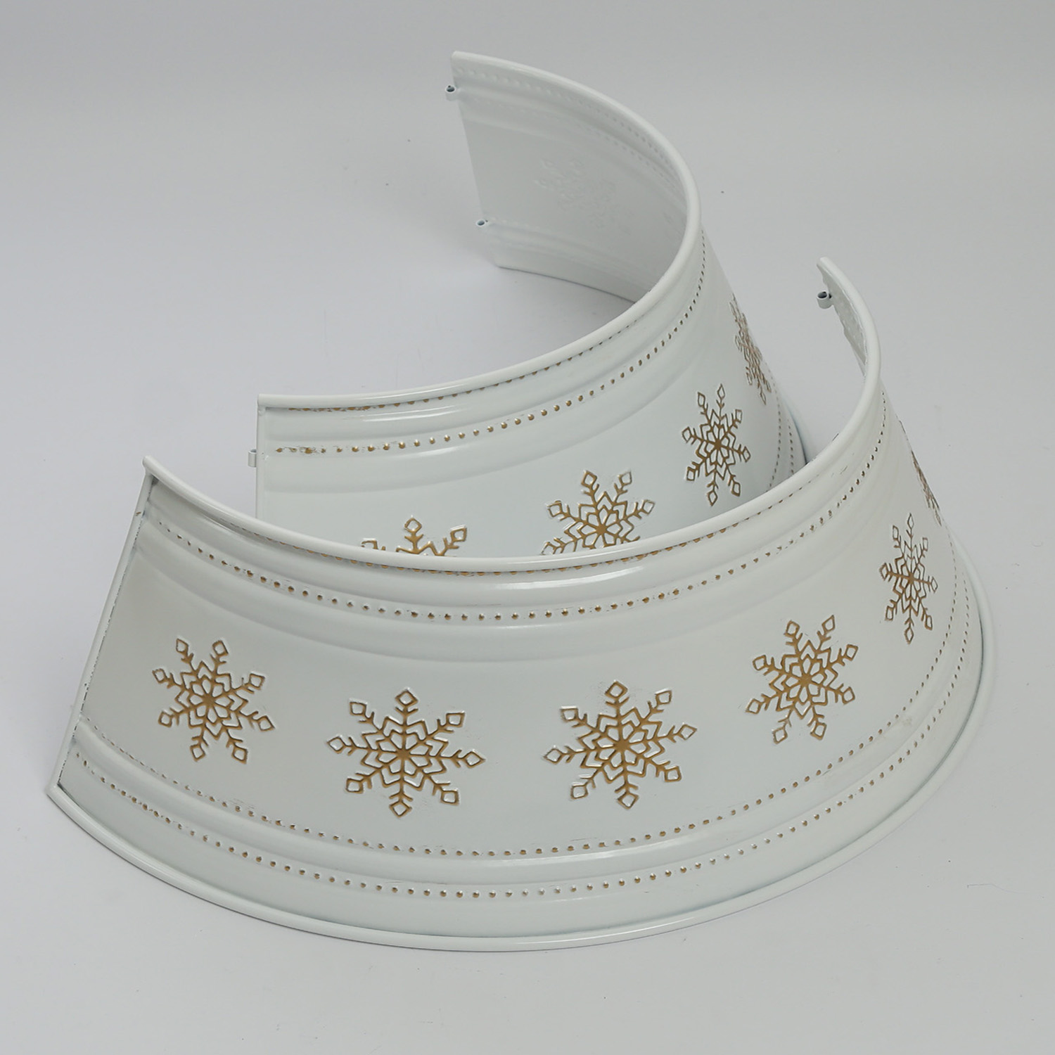 Weihnachtsbaumrock mit Schneeflocken - Abdeckung für Baumständer - D: 70cm - 2-teilig - weiß, gold Weihnachtsbaumrock mit Schneeflocken - Abdeckung für Baumständer - D: 70cm - 2-teilig - weiß, gold