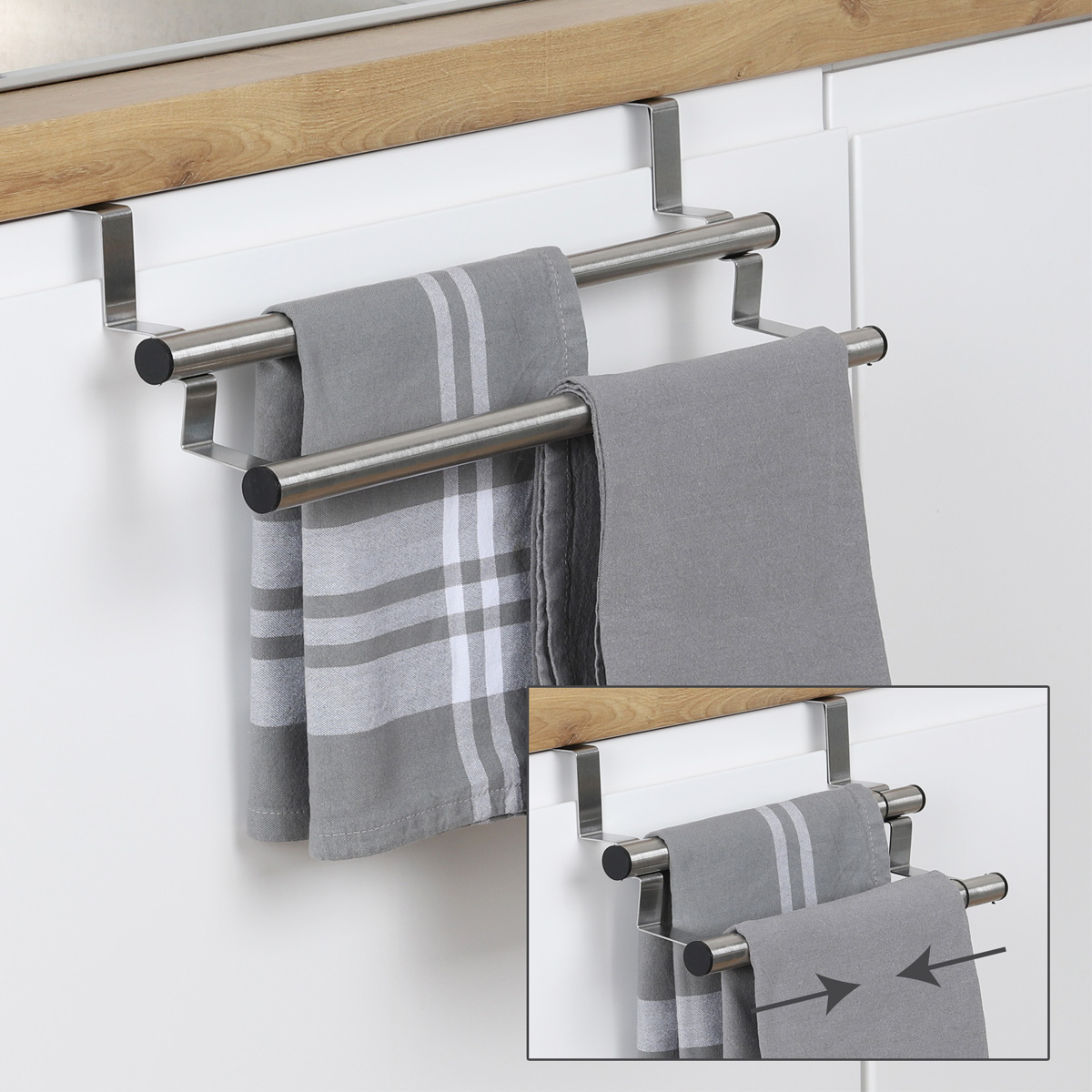 Tür Handtuchhalter ausziehbar - Edelstahl - 25-40 x 13,5 x 12cm