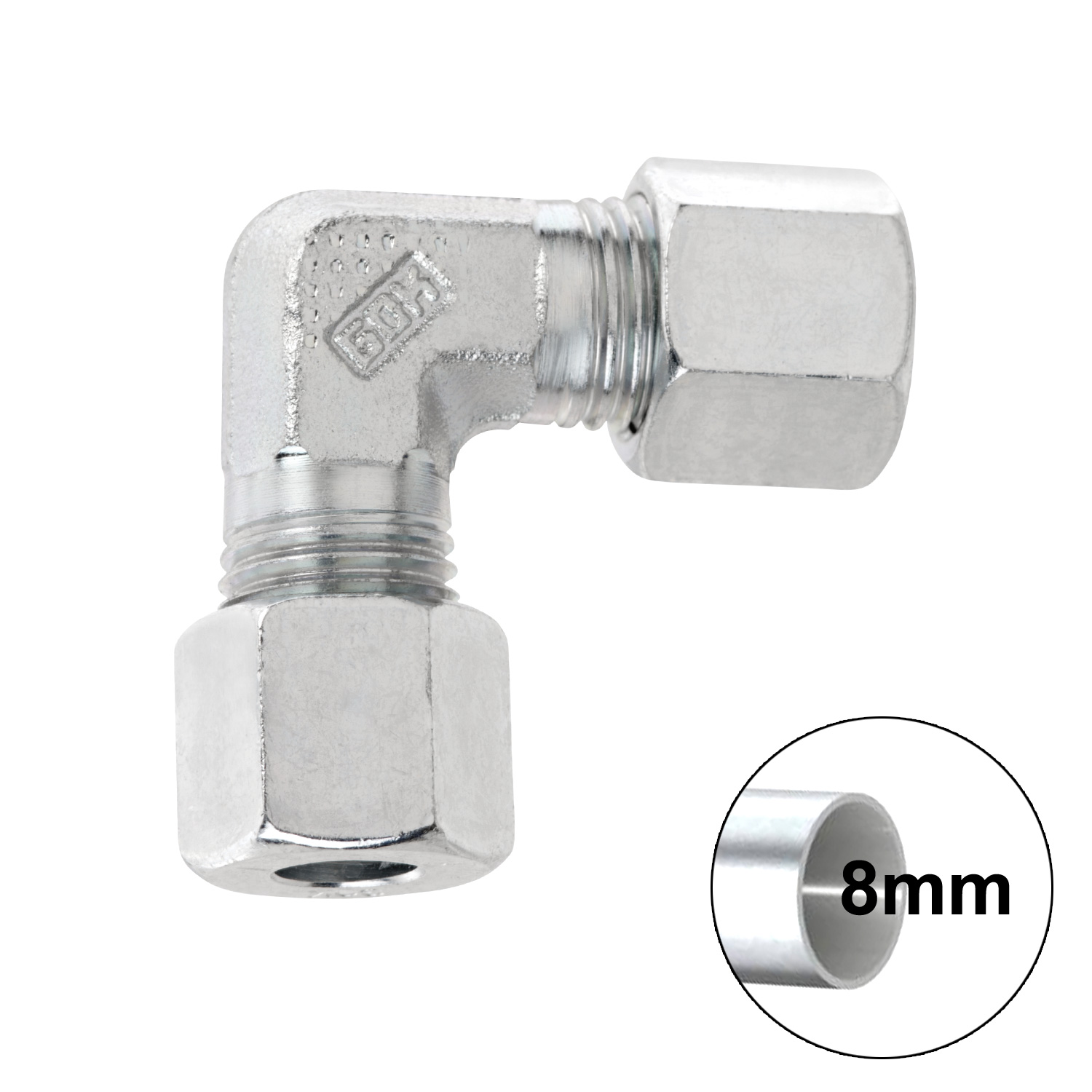 90° Winkel RVS 8mm - Rohrverschraubung für 8mm Gasrohre