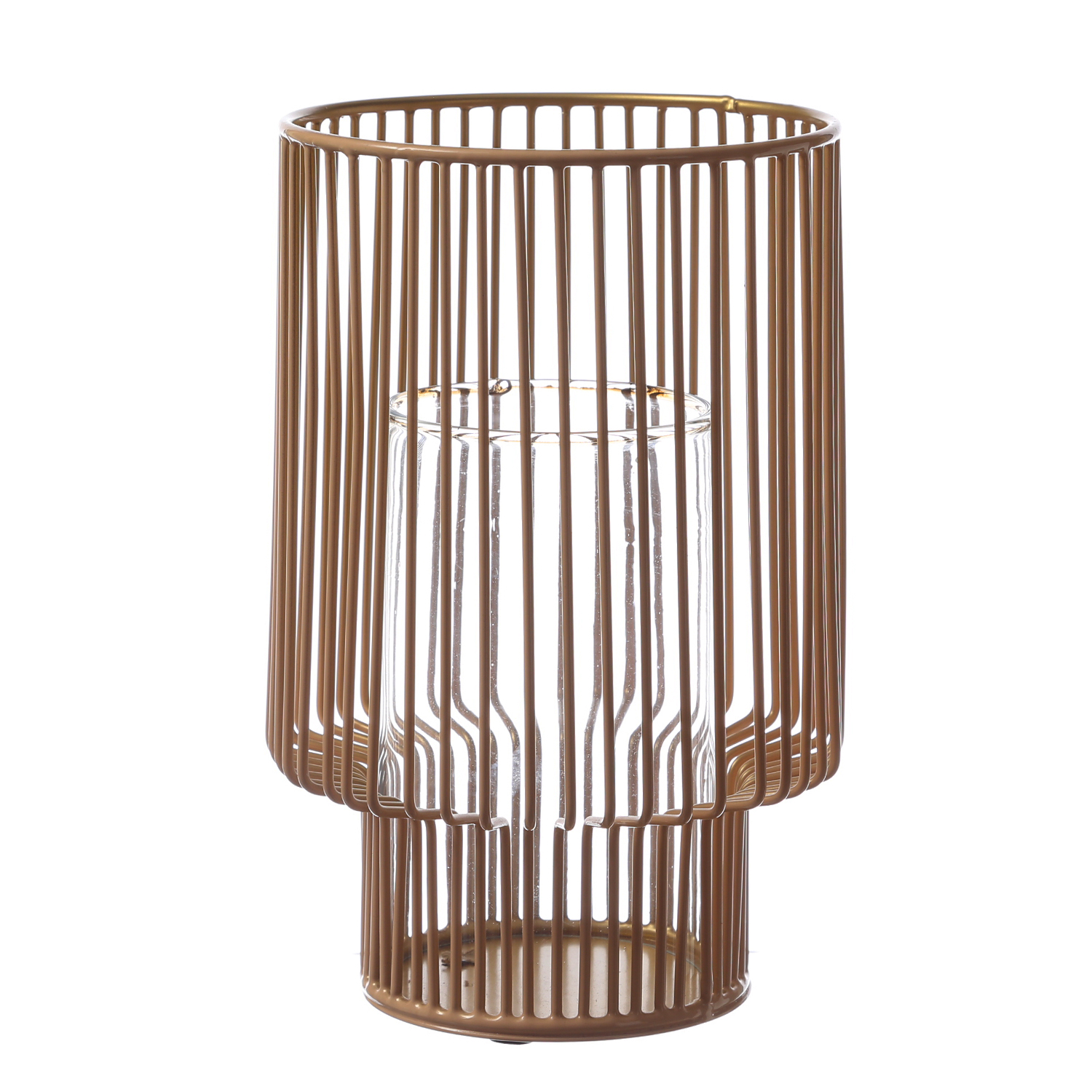 Windlicht mit Glaseinsatz - Laterne - Metall - H: 22cm - terracotta/gold Windlicht mit Glaseinsatz - Laterne - Metall - H: 22cm - terracotta/gold