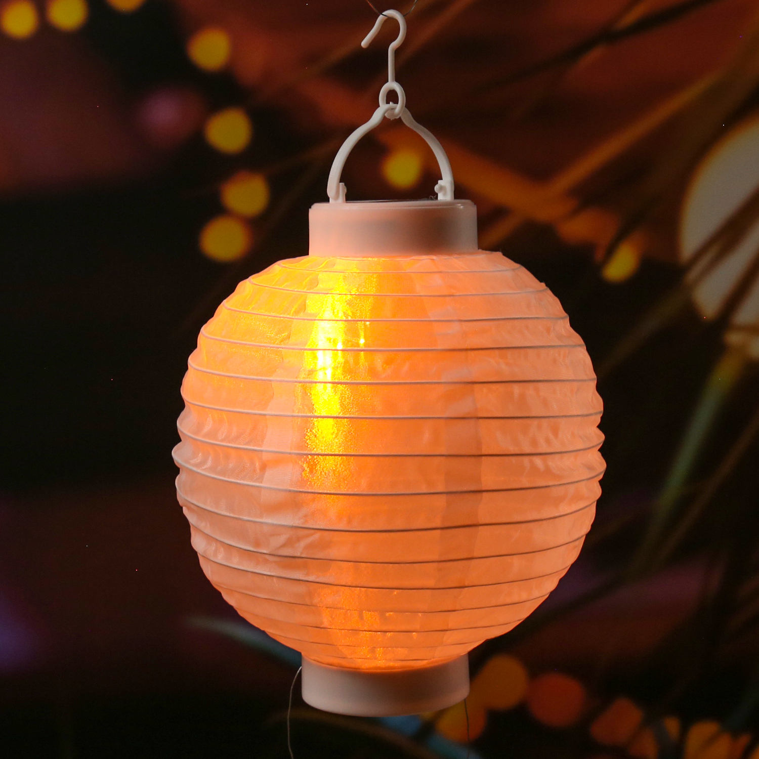 LED Solar Lampion - Flammeneffekt - 12 warmweiße LED - H: 23cm - D: 20cm - Lichtsensor - weiß LED Solar Lampion - Flammeneffekt - 12 warmweiße LED - H: 23cm - D: 20cm - Lichtsensor - weiß
