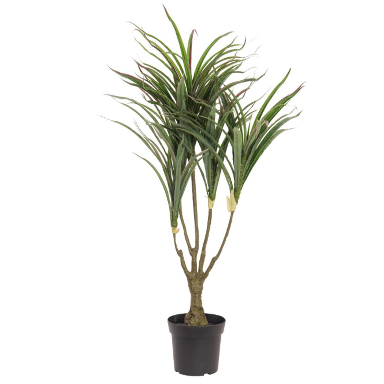 Dracena Kunstpflanze kleiner künstlicher Drachenbaum grün-rot 90cm