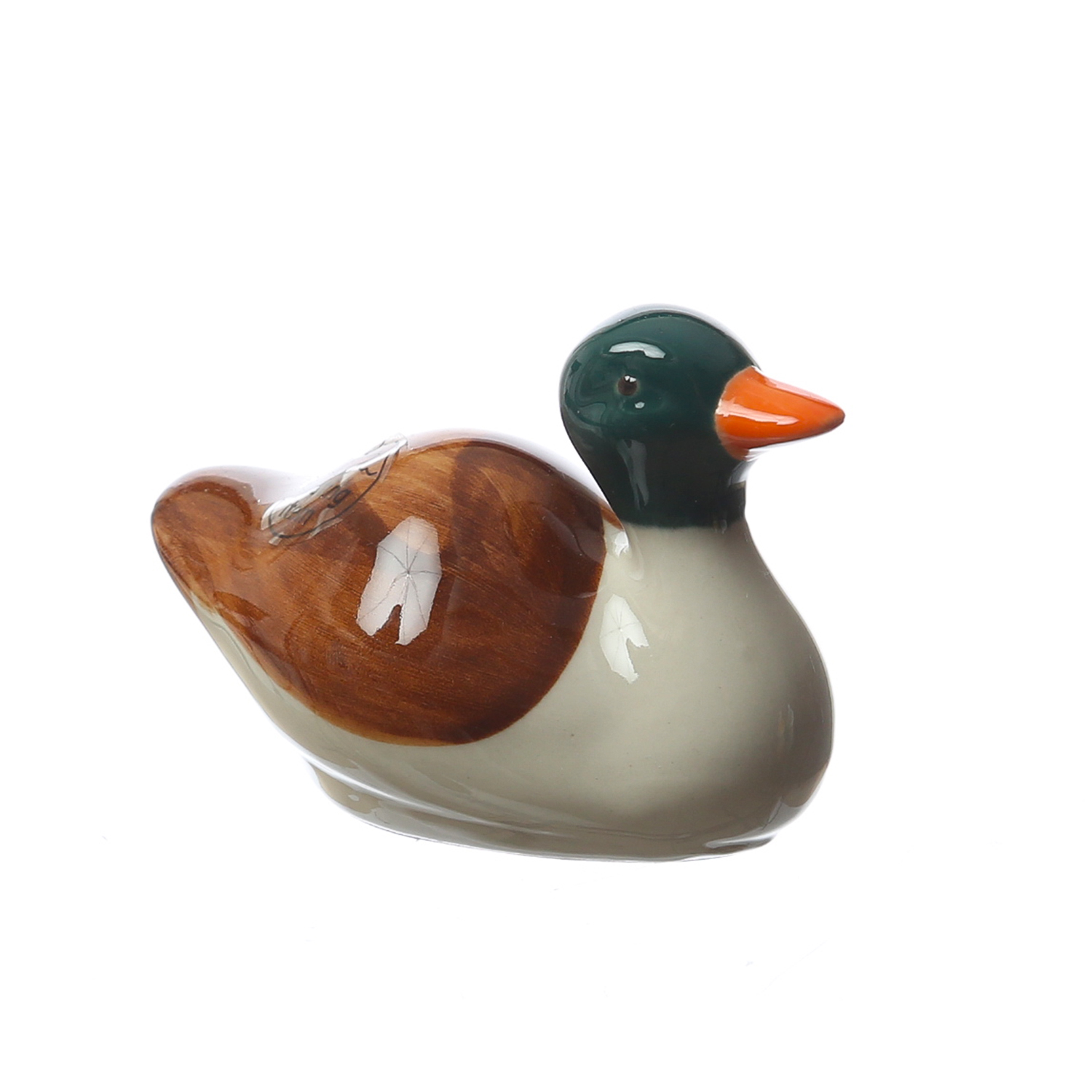 Teichdeko ENTE - schwimmende Dekofigur für Teich und Wasserschale - Porzellan - L: 9,3cm