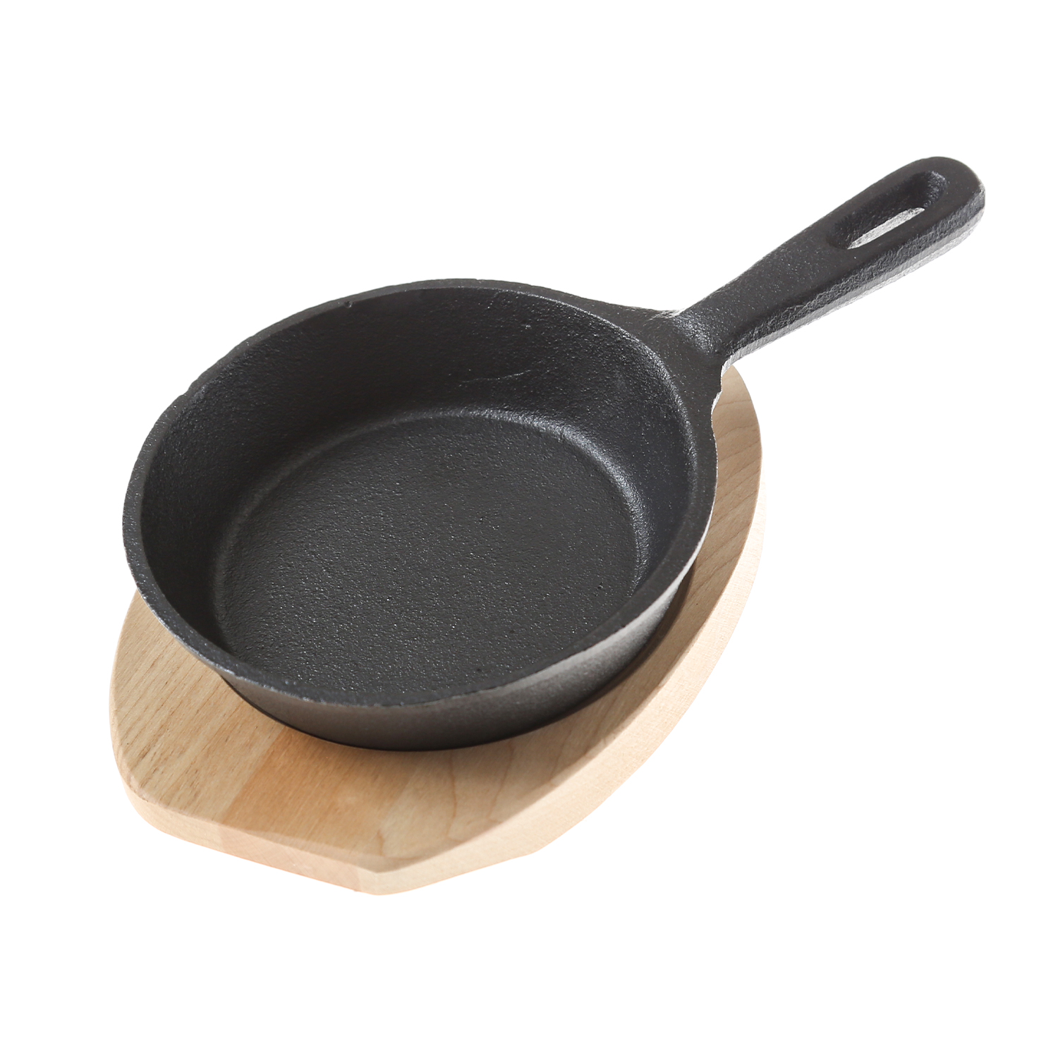 Minipfanne mit Stiel u. Holzuntersetzer - Gusspfanne - Gusseisen - D: 13cm - Servierpfanne - rund Minipfanne mit Stiel u. Holzuntersetzer - Gusspfanne - Gusseisen - D: 13cm - Servierpfanne - rund
