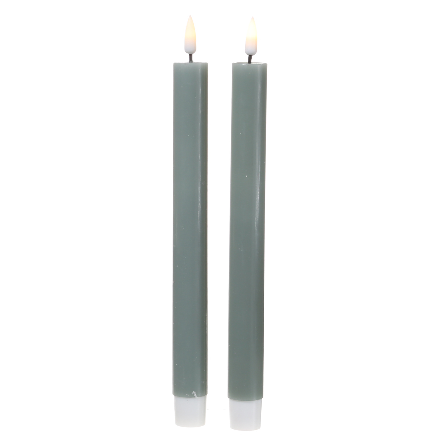 LED Stabkerzen MIA - Echtwachs - realistische 3D Flamme - H: 24cm - salbeigrün - 2 Stk LED Stabkerzen MIA - Echtwachs - realistische 3D Flamme - H: 24cm - salbeigrün - 2 Stk
