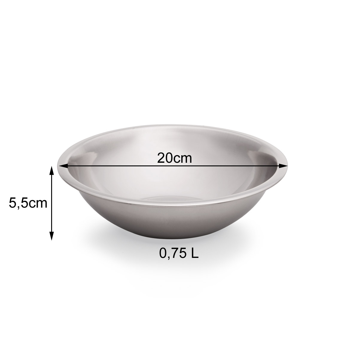Schüssel bauchig - Edelstahl - ø20cm - H: 5,5cm - Inhalt: 0,75 Liter