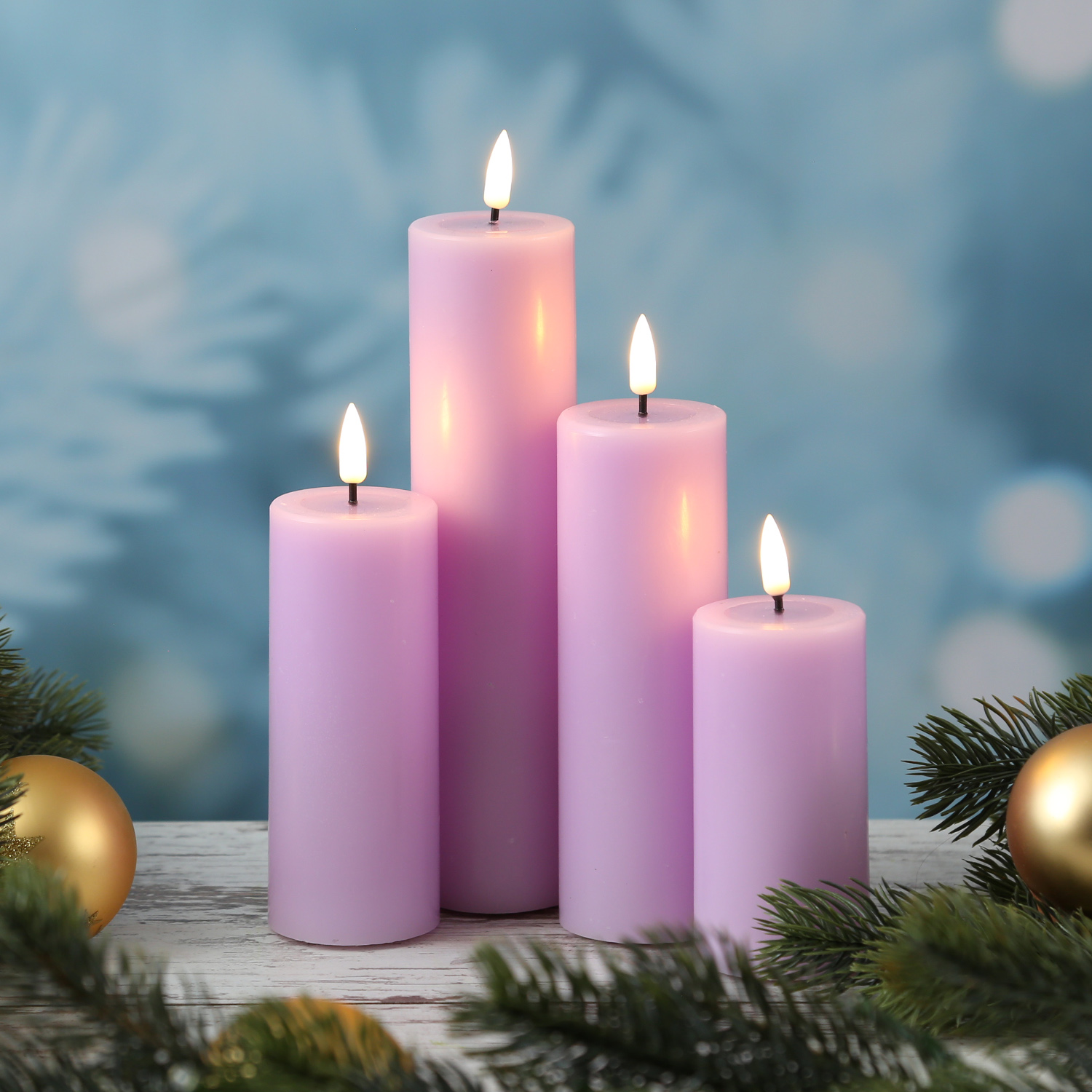 LED Stumpenkerze MIA - Echtwachs - realistische 3D Flamme - H: 12,5cm - D: 5cm - lavendel LED Stumpenkerze MIA - Echtwachs - realistische 3D Flamme - H: 12,5cm - D: 5cm - lavendel