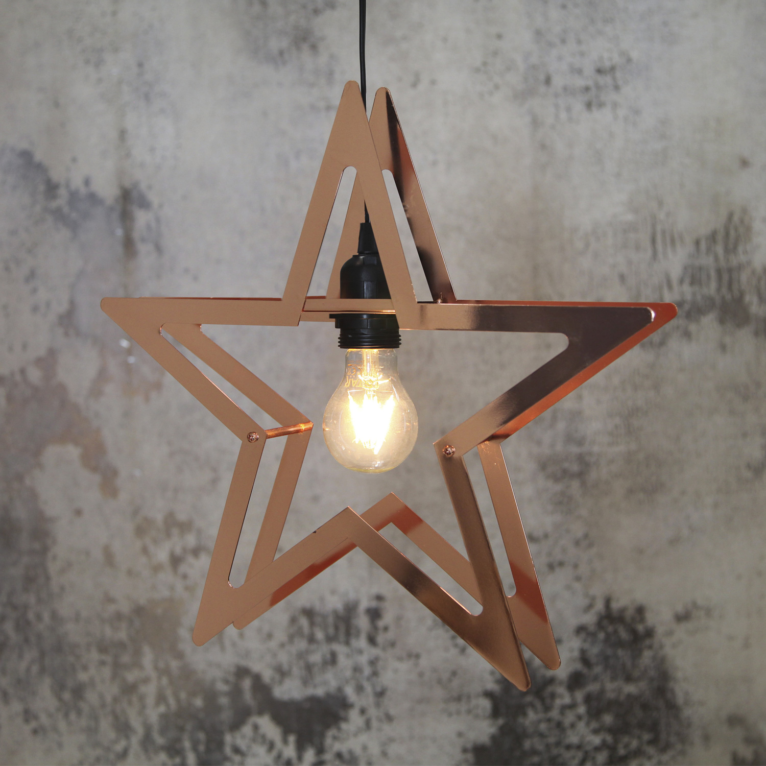 Hängestern Starling - Metallstern - hängend - 5-zackig - E27 Fassung - H: 36cm - kupfer Hängestern Starling - Metallstern - hängend - 5-zackig - E27 Fassung - H: 36cm - kupfer