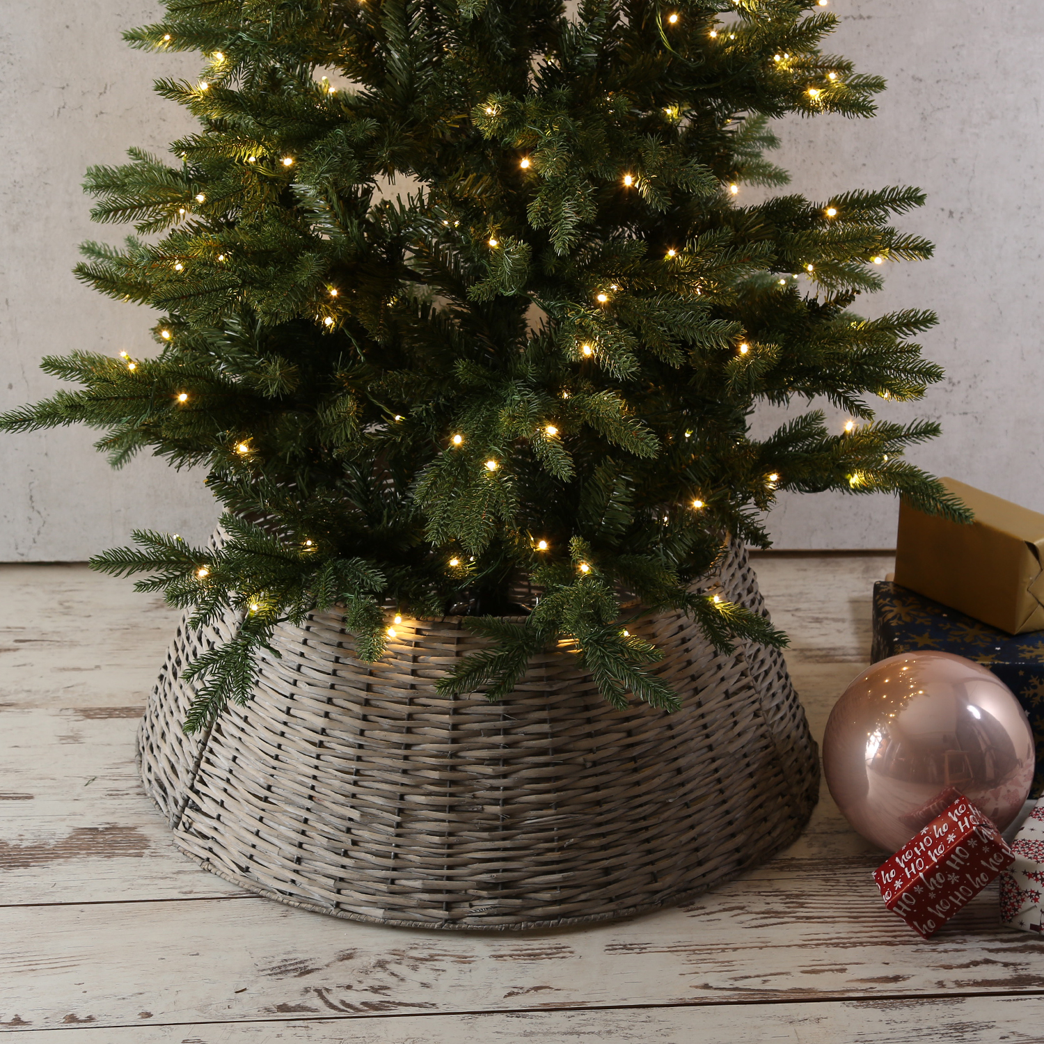 Weihnachtsbaumring - Weidenkorb für Baumständer - H: 28cm - mit Haken und Ösen - grau - 3teilig Weihnachtsbaumring - Weidenkorb für Baumständer - H: 28cm - mit Haken und Ösen - grau - 3teilig