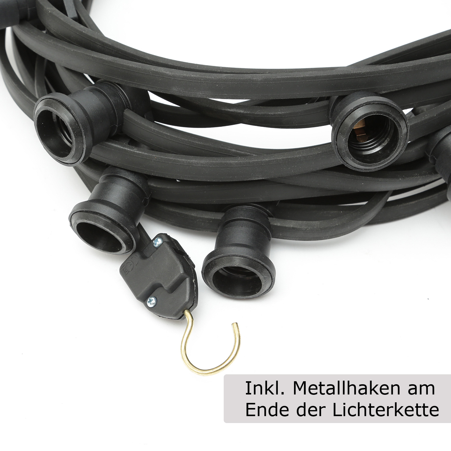 Illu-/Partylichterkette BLACKY 40m - Außenlichterkette schwarz - 40x E27 Schraubfassung