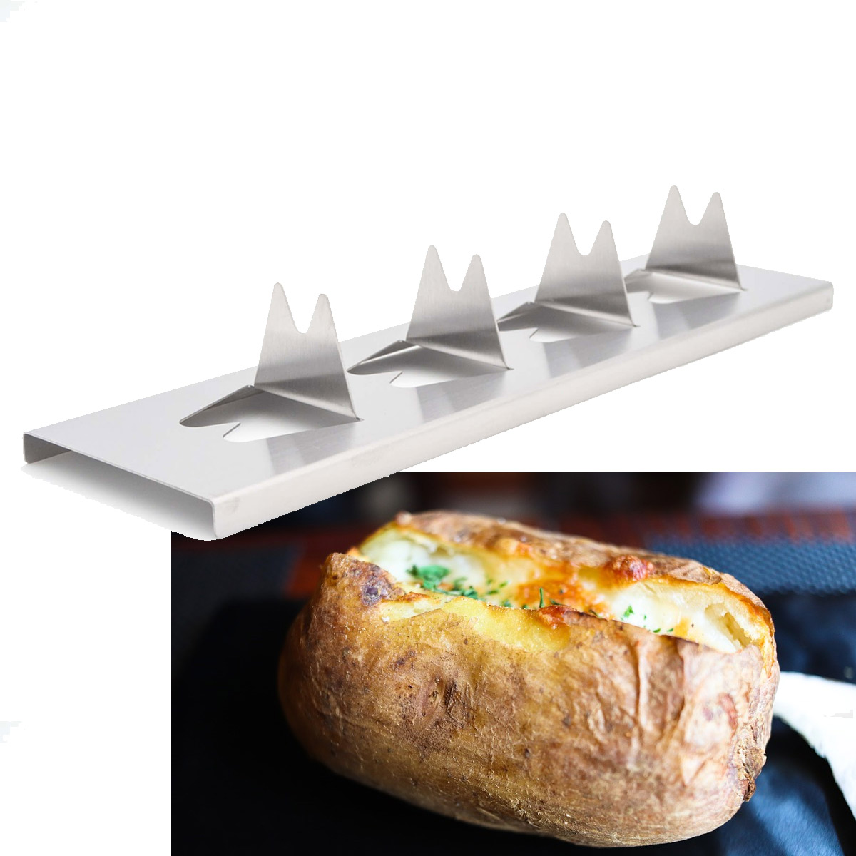 Kartoffel-Rack - Halter für Kartoffel & Co aus Edelstahl - 30 x 8 x 4,5cm - Potato Rack