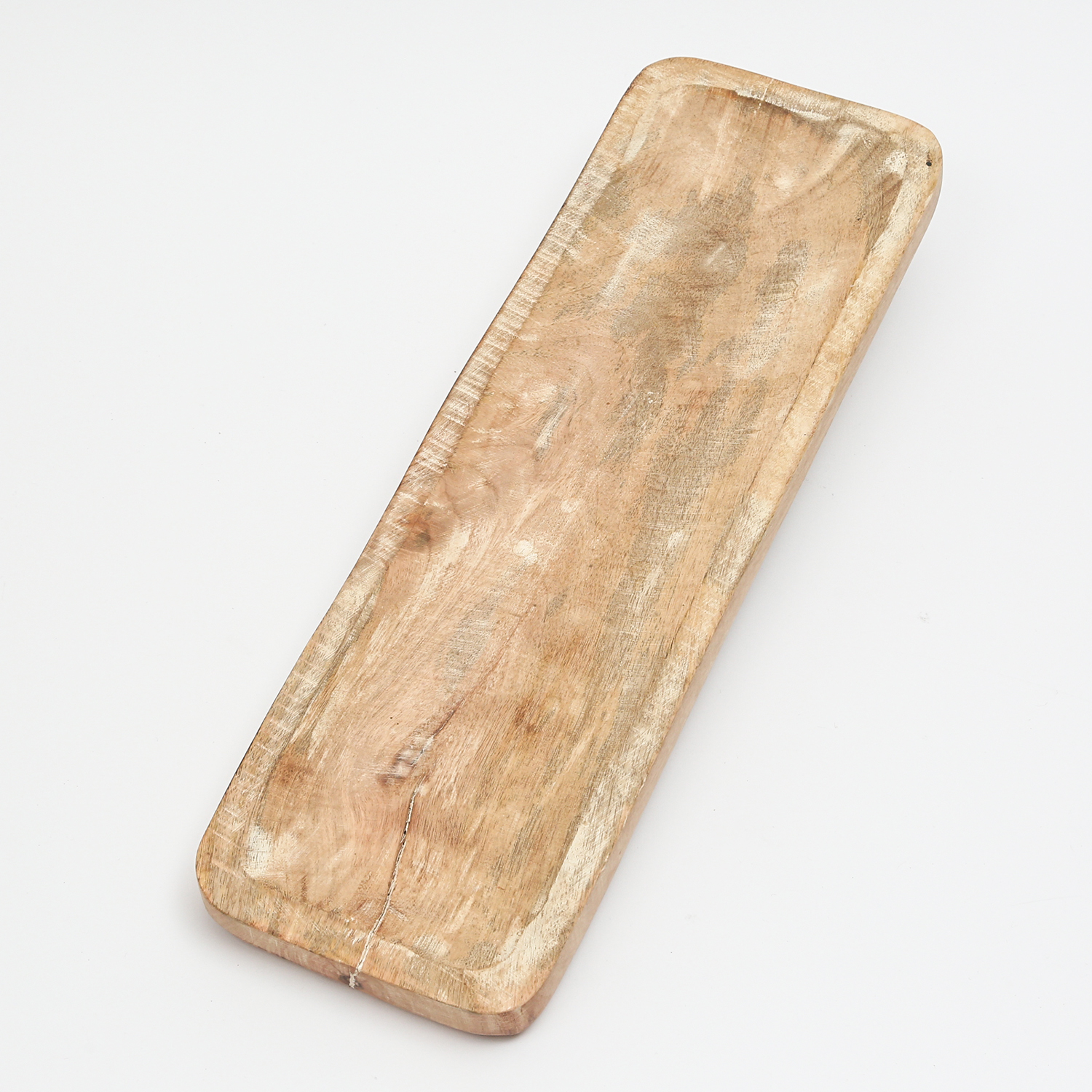 Holztablett - rechteckig - Mangoholz - L: 45,5cm - H: 2cm - natur, weiß Holztablett - rechteckig - Mangoholz - L: 45,5cm - H: 2cm - natur, weiß