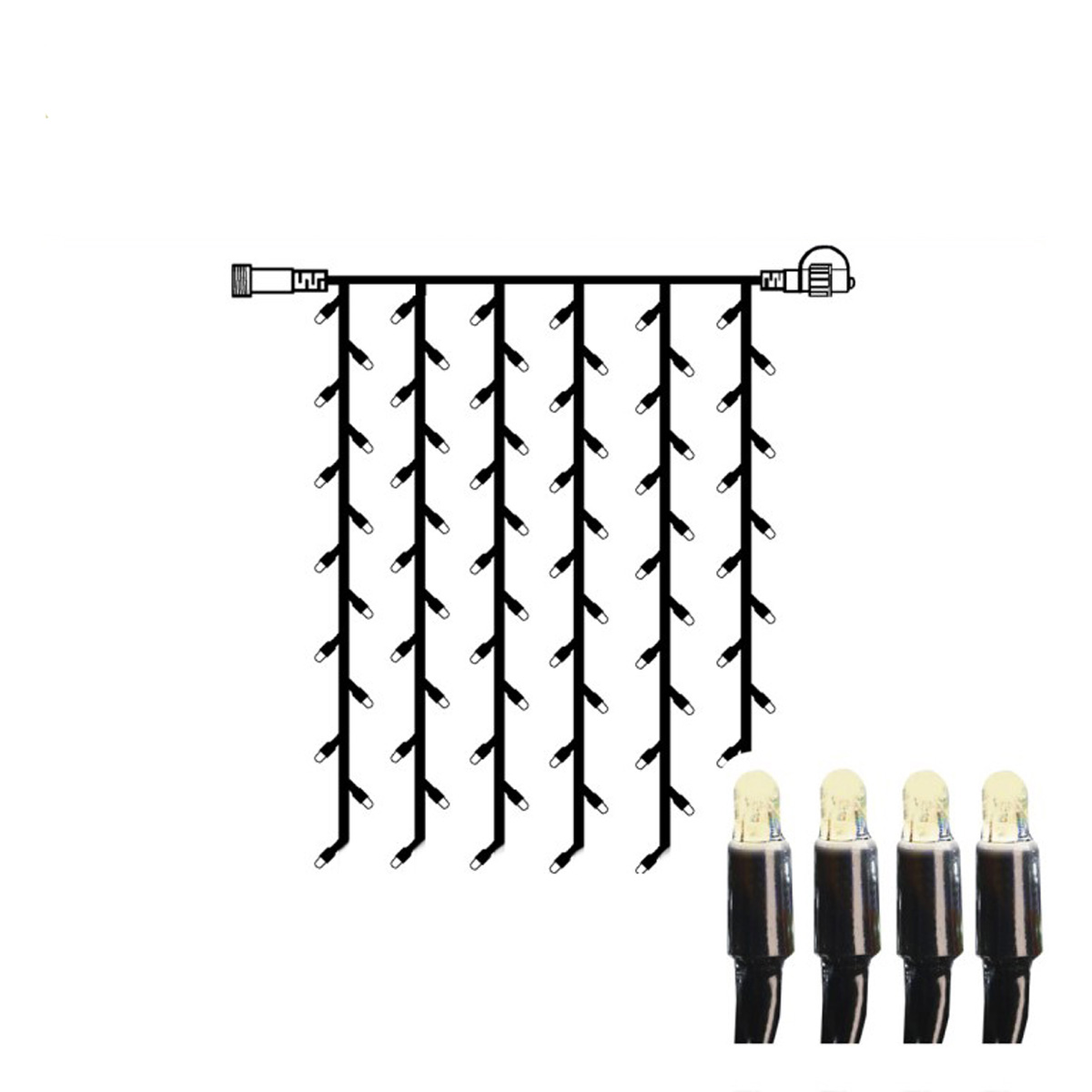 System 24 | LED-Lichtvorhang | koppelbar | exkl. Trafo | 1.00 m x 2.00m | 98x Warmweiß System 24 | LED-Lichtvorhang | koppelbar | exkl. Trafo | 1.00 m x 2.00m | 98x Warmweiß